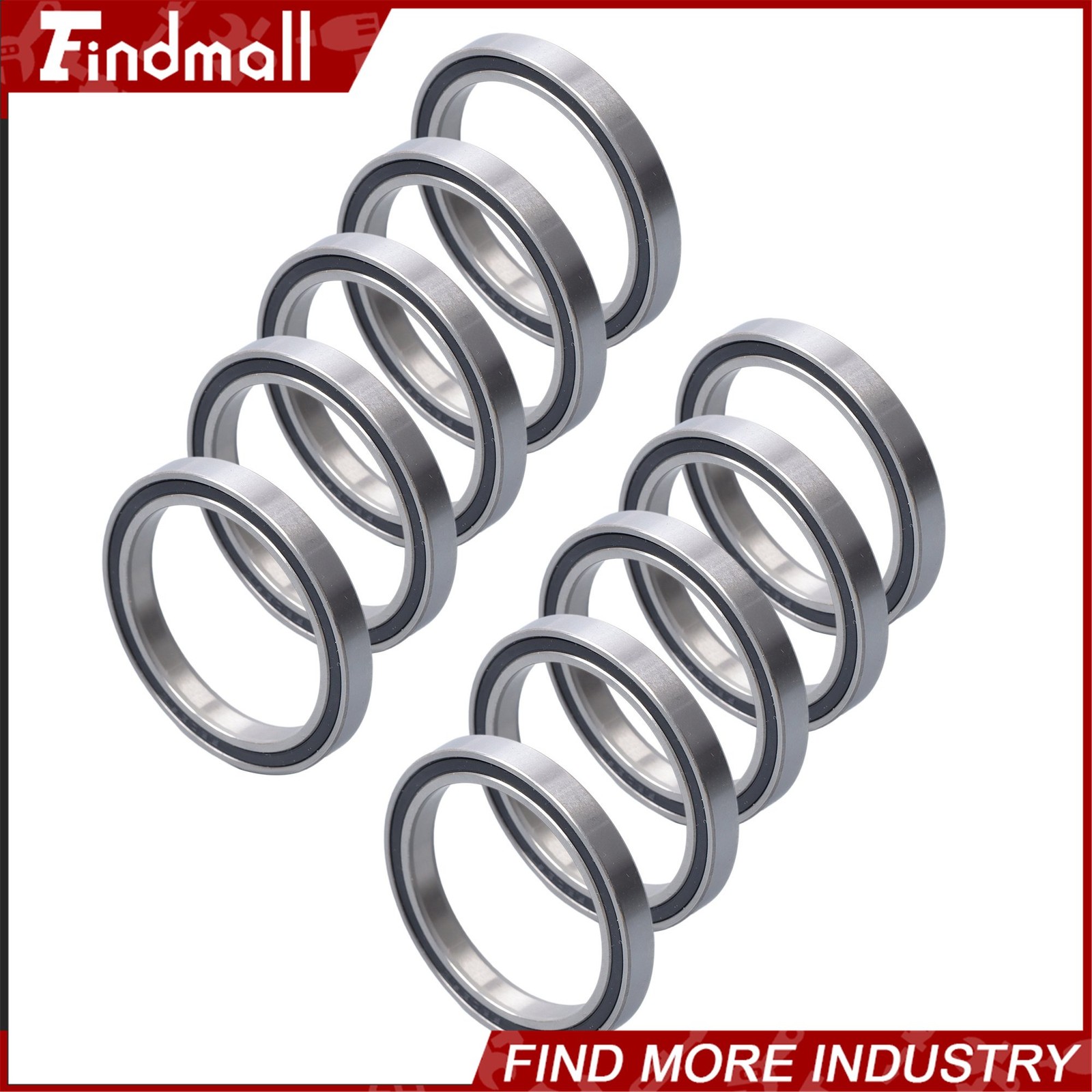 Findmall 6809-2RS 61809-2RS Bearings 10pcs 45x58x7mm Rubber Sealed Set