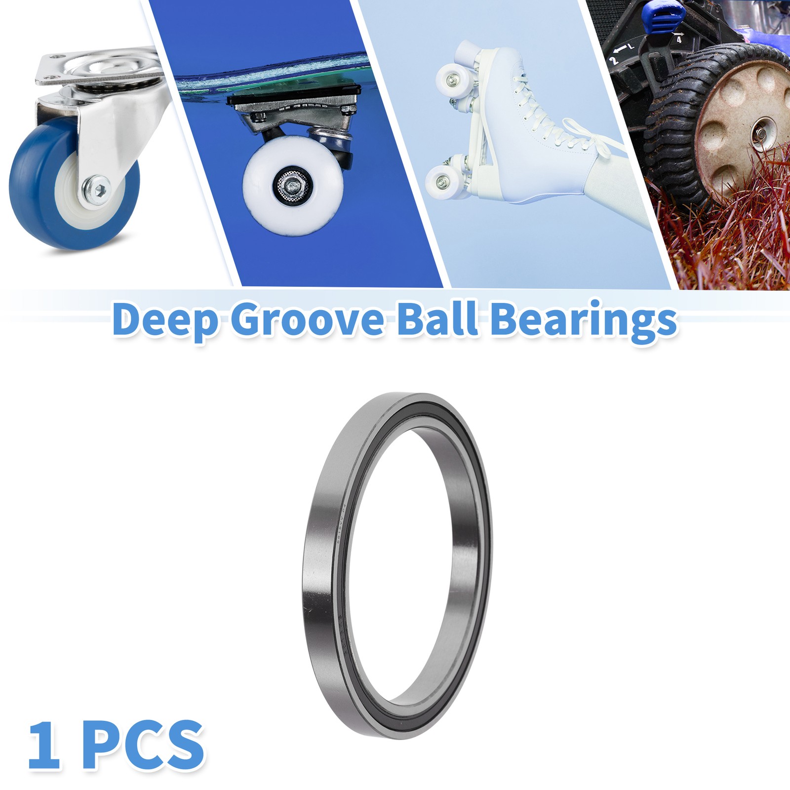 6816VV Deep Groove Ball Bearings 80x100x10mm Silver Tone Black