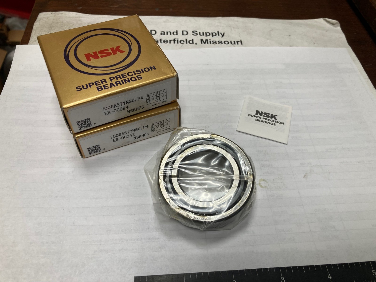 Set of 2, NSK 7006A5TYNSULP4, Super Precision Spindle Bearings, 30 x 55 x 13mm