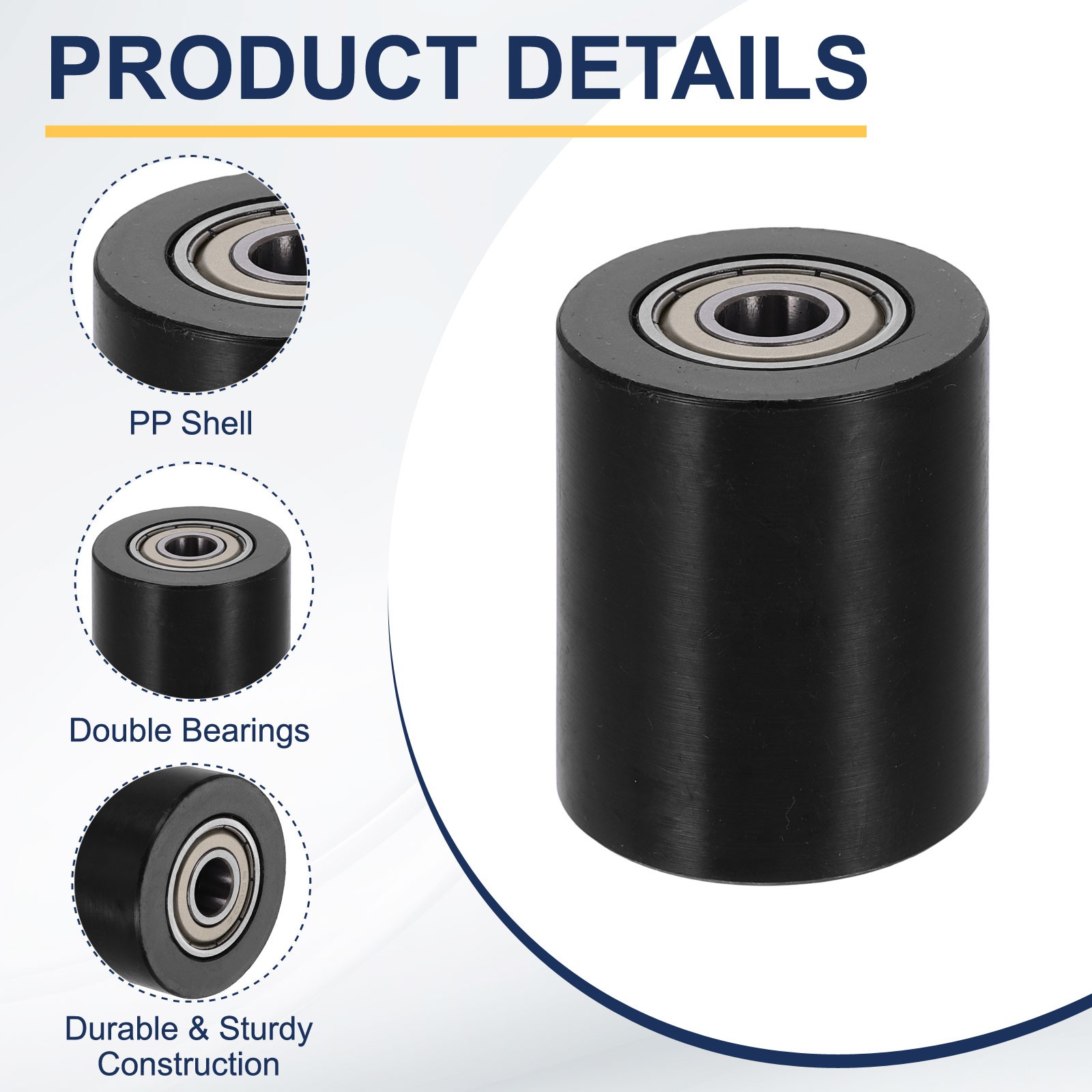 2Pcs Plastic Roller Wheel with Bearing, 3/8″x1-37/64″x1-15/16″ Bearing Pulley