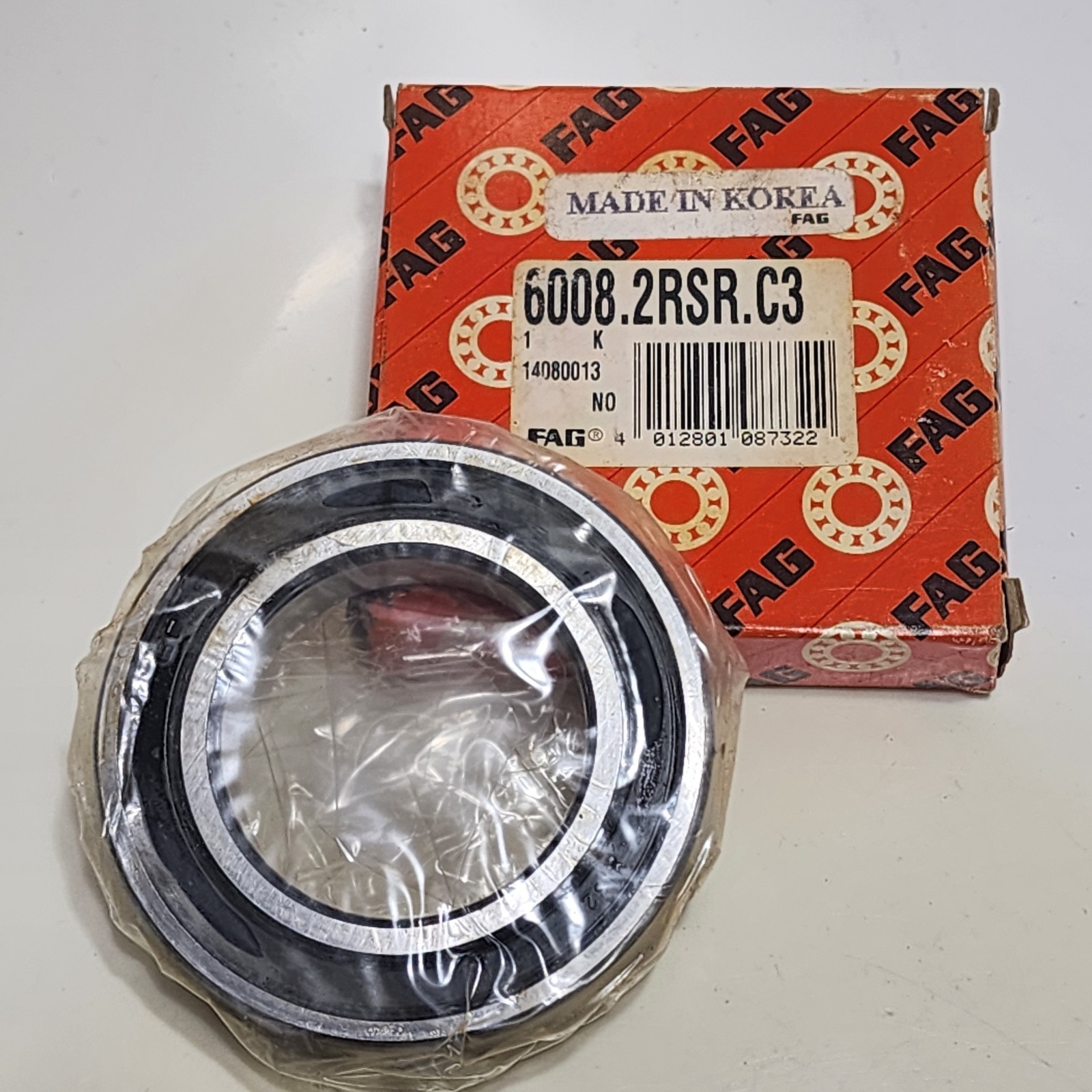 2pcs) 6008 2RS C3 / 6008 2RSR C3 FAG Radial/Deep Groove Ball Bearing 40x68x15mm