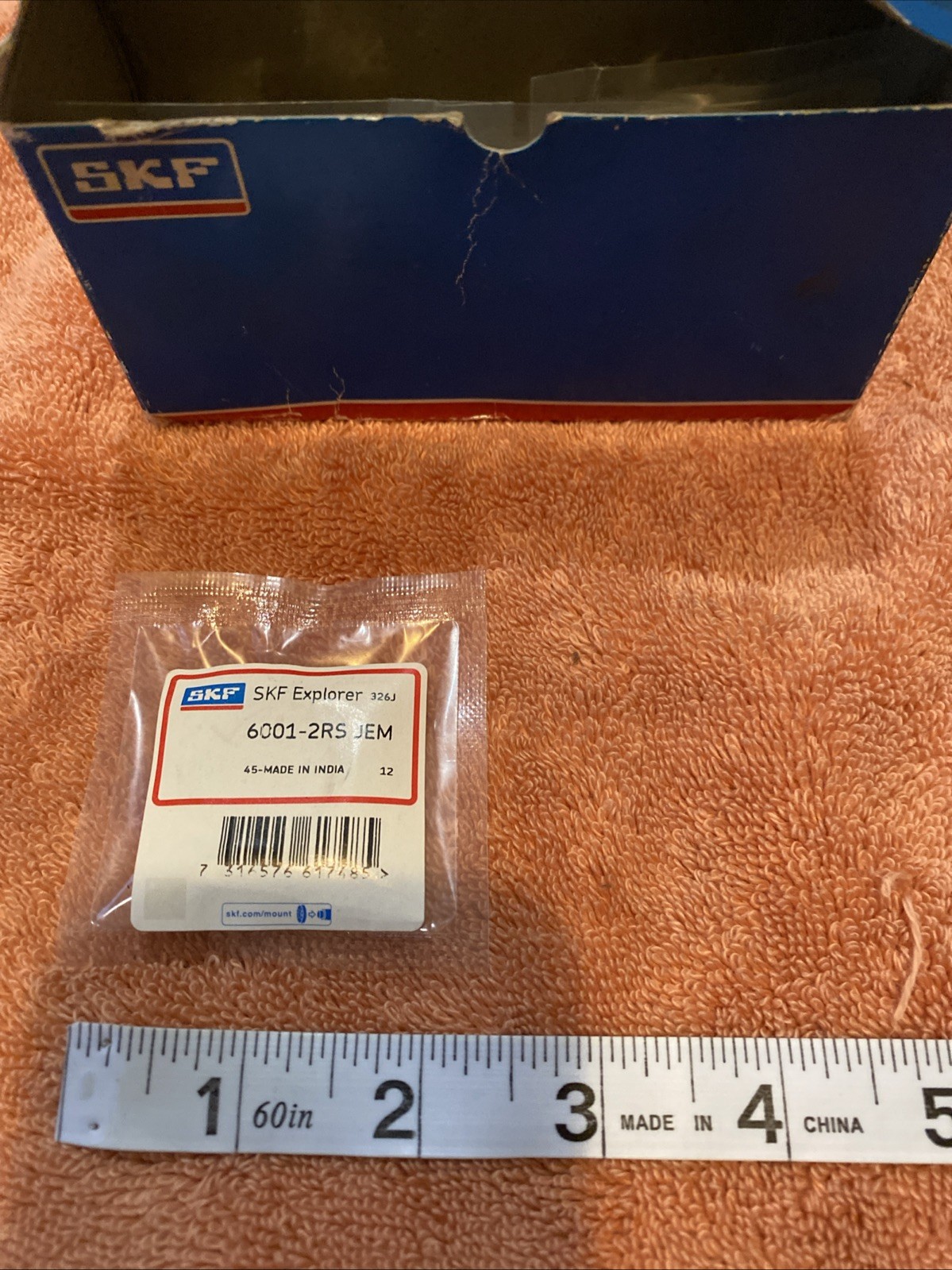 SKF Single Row Deep Groove Ball Bearing 6001-2RS-JEM New Sealed