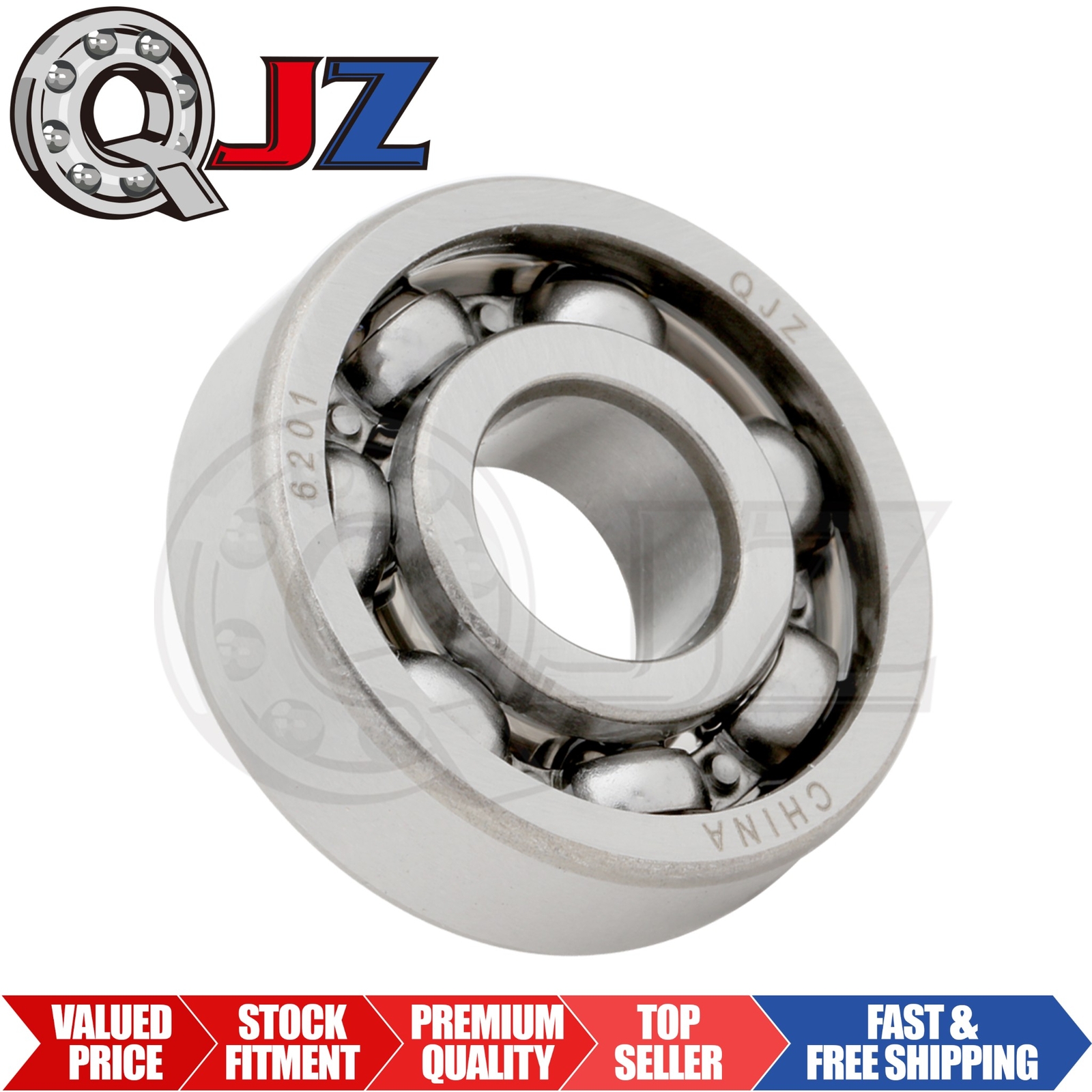 [Qty.1] 6201-OPEN Radial/Deep Groove Ball Bearing [12mm ID x 32mm OD x 10mm W]