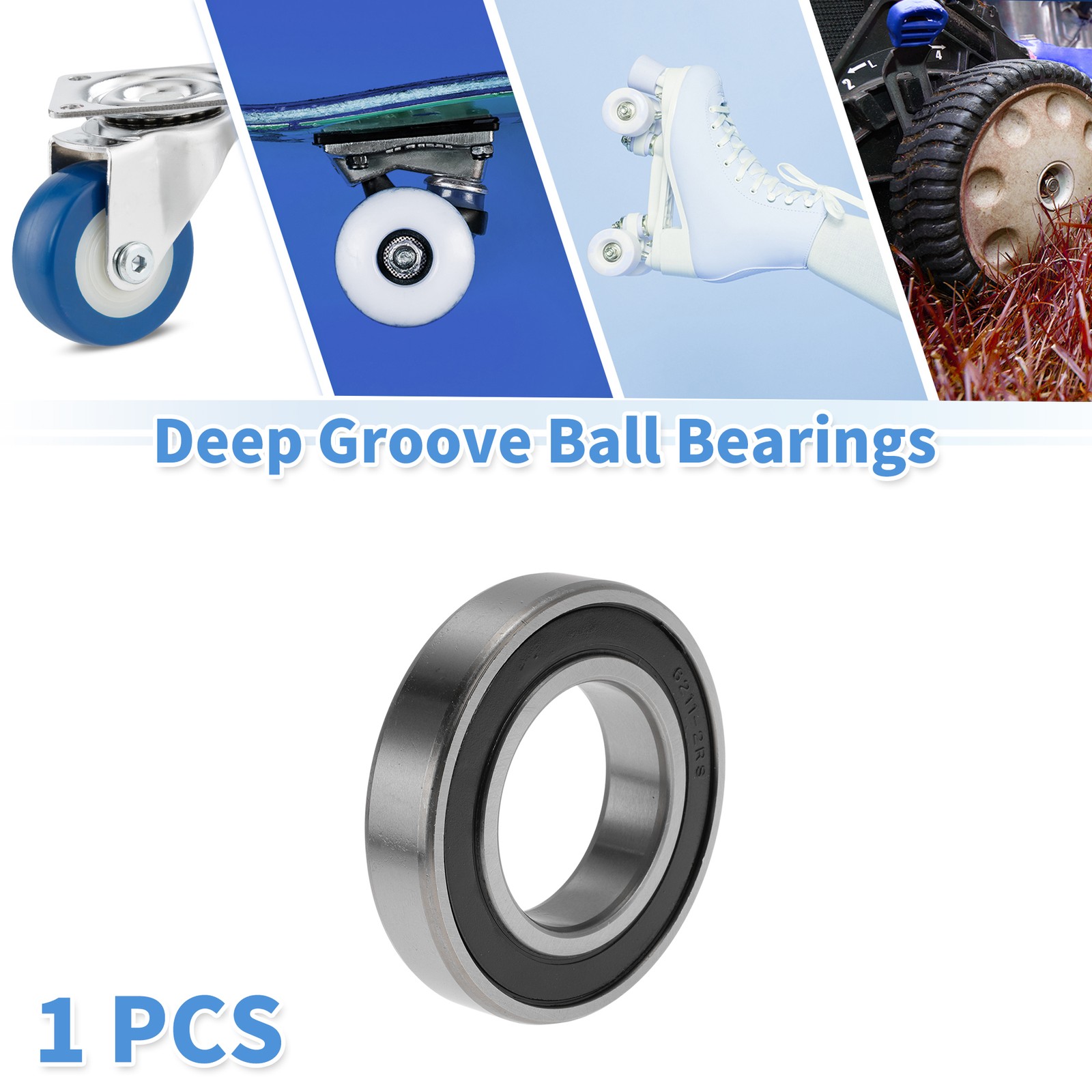 6211DDU Deep Groove Ball Bearings 55x100x21mm 1 Pcs Silver Tone