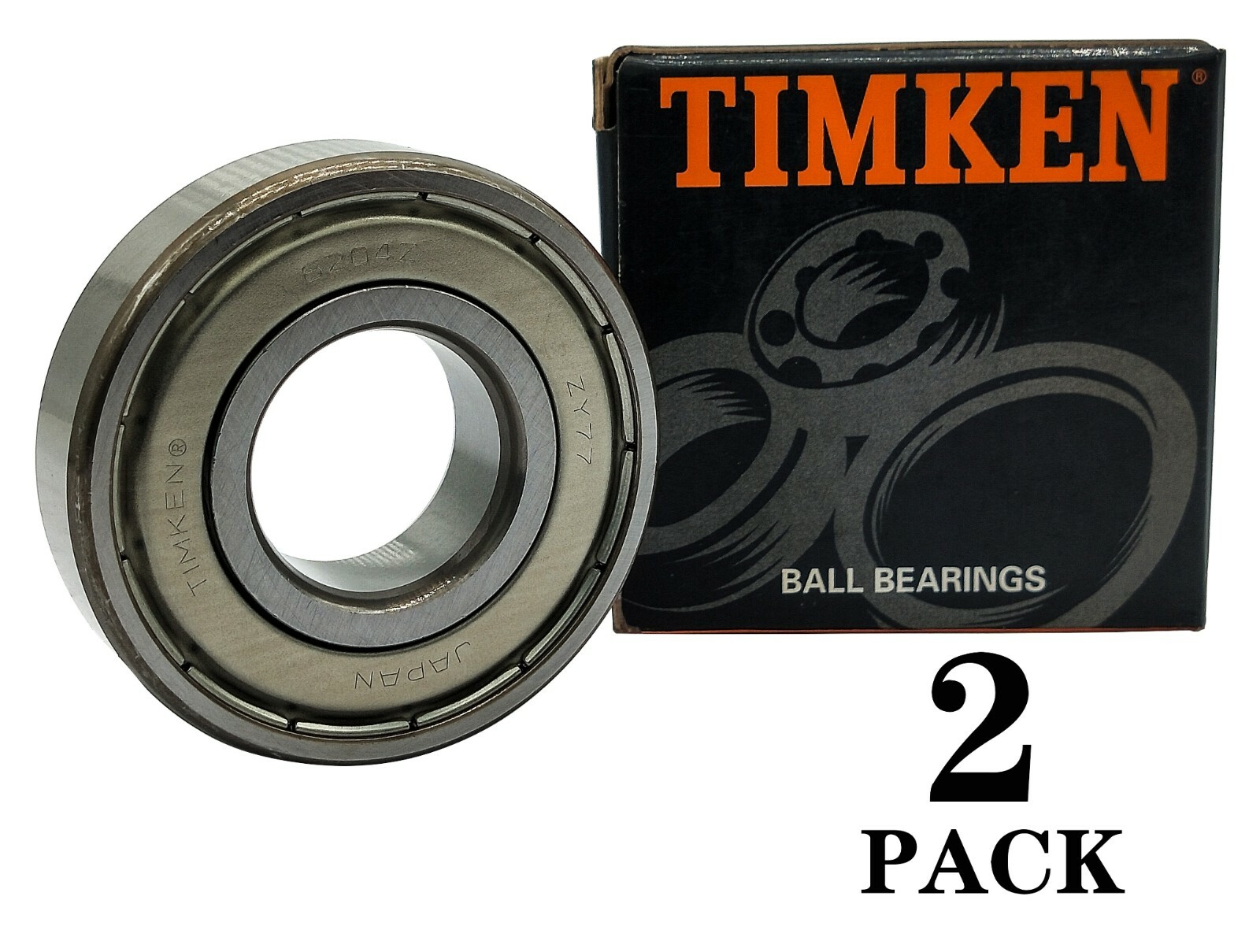 (2PACK) USA TIMKEN 6204-ZZ 20X47X14MM Double Metal Seal Bearings MADE IN JAPAN