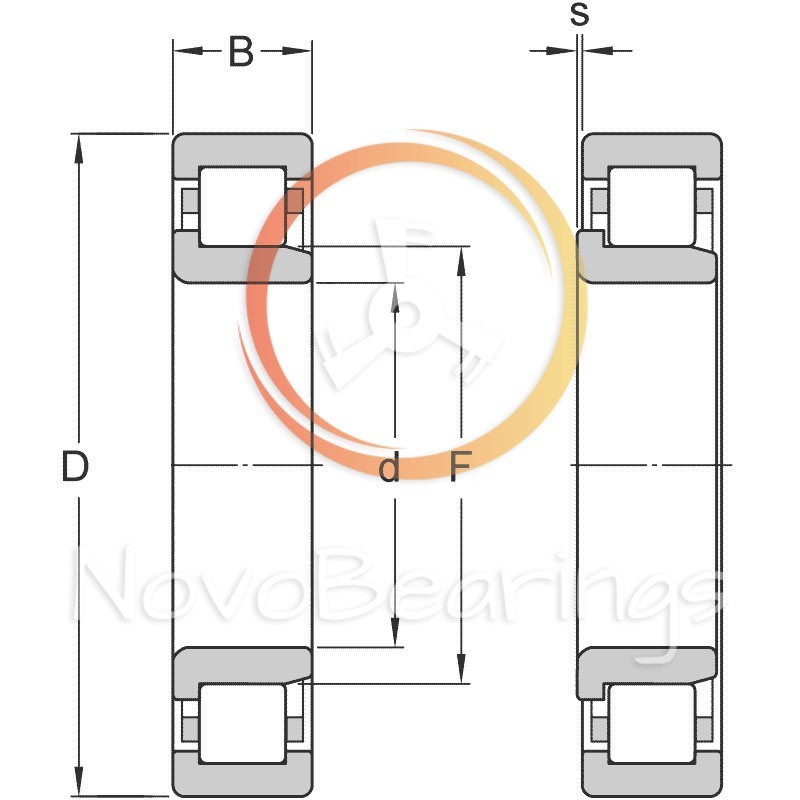 NJ207 Cylindrical Roller Bearing 35x72x17 mm. by NTN brand