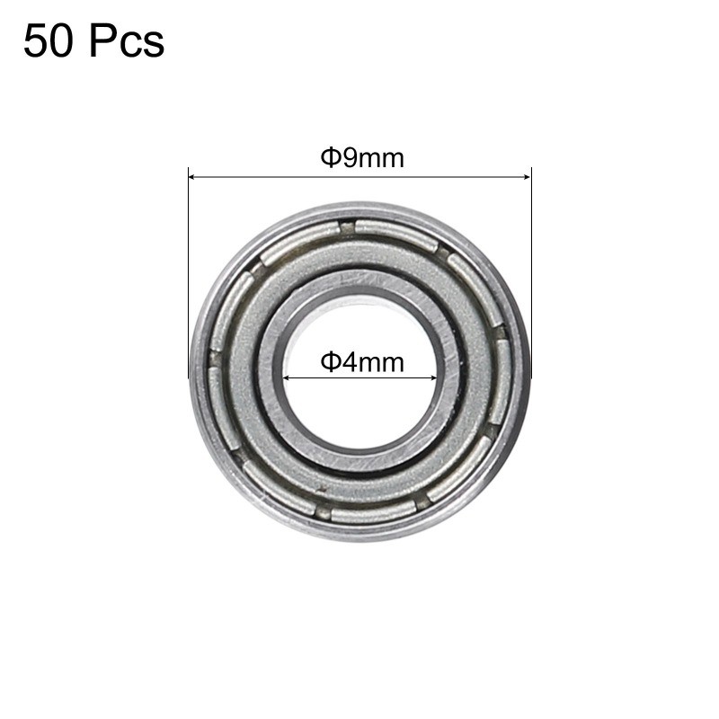 50pcs 684ZZ Deep Groove Ball Bearings 4x9x4mm Sealed, P0 (ABEC 1)