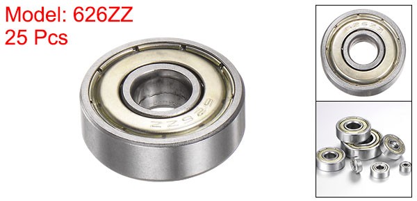 25pcs 626ZZ Ball Bearings 6x19x6mm Carbon Steel Double Shielded ABEC3