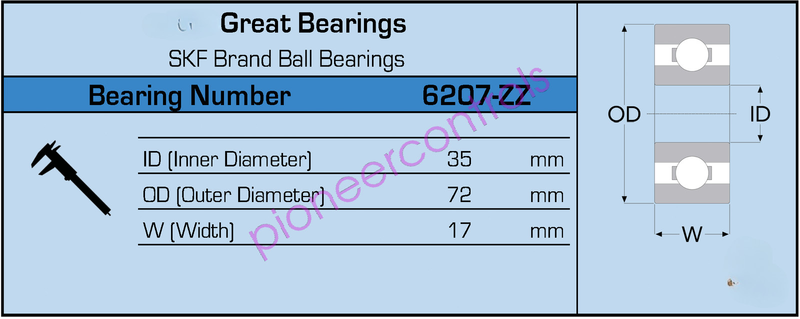 SKF 6207-ZZ C3 Brand Metal Shield Ball Bearing 35x72x17 6207 2Z