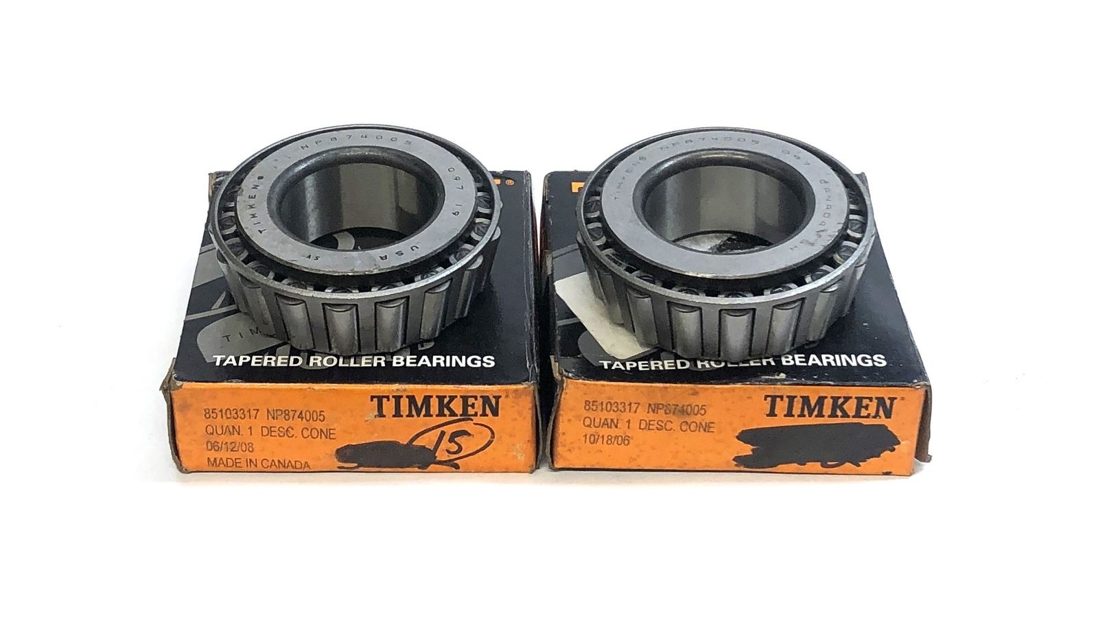 Timken Tapered Roller Bearing Cone NP874005 [Lot of 2] NOS