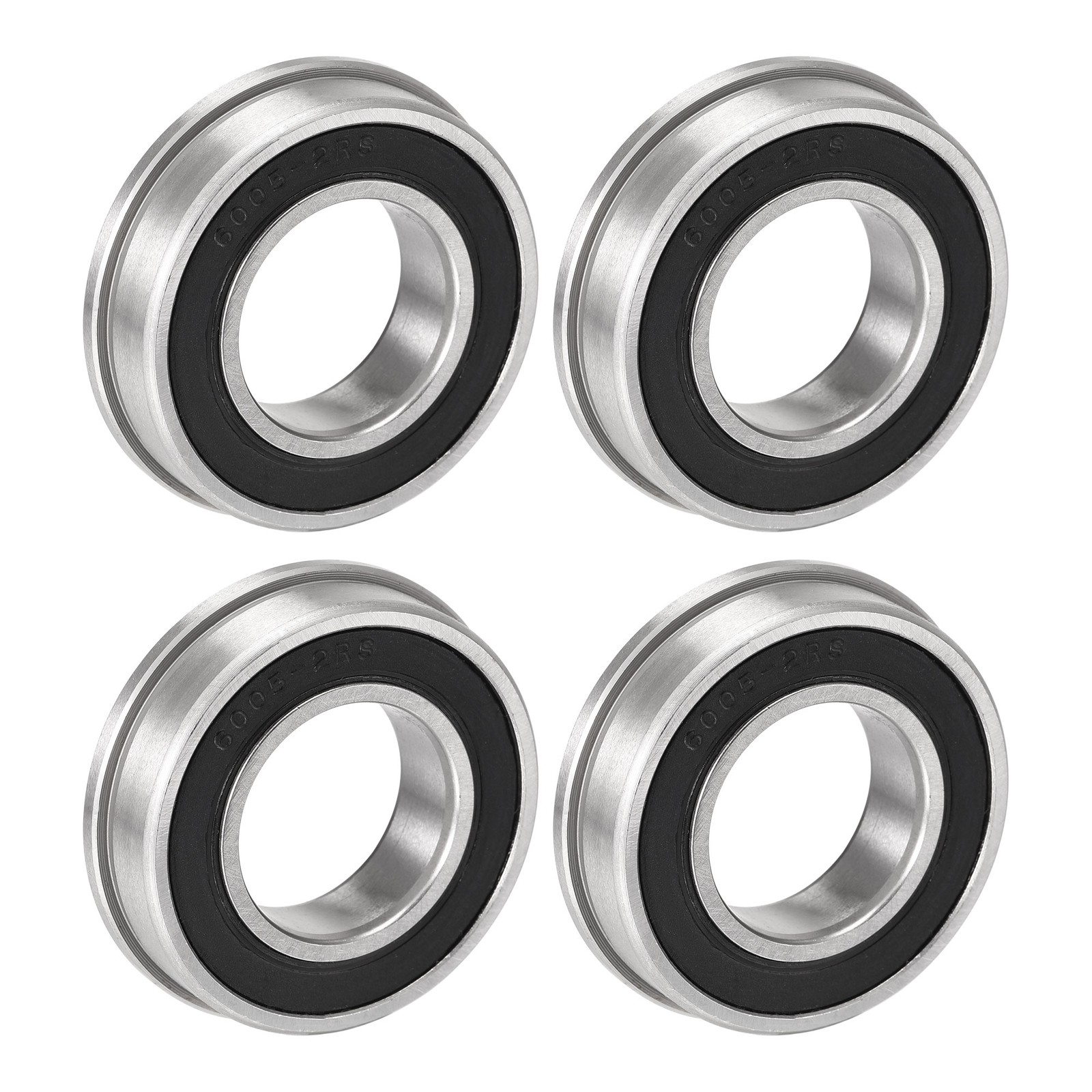 F6005-2RS Flange Ball Bearing 25x47x12mm Double Sealed Chrome Steel, 4pcs