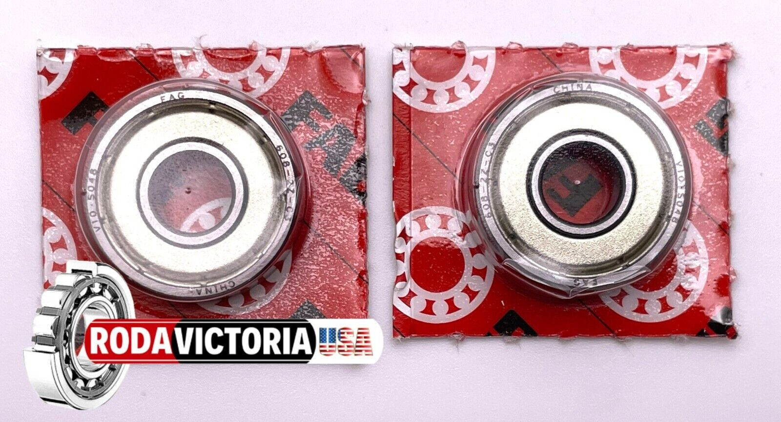 (2 PCS) FAG 608-ZZ C3 Ball Bearing 8x22x7 Dual Shielded Metal Chrome Skateboard