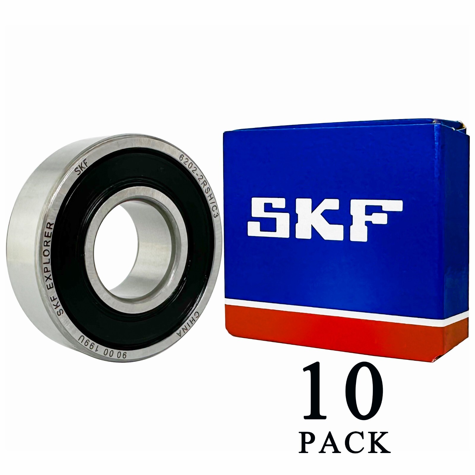 (10 PACK) SKF 6202-2RSH 6202-2RS 15X35X11MM Double Rubber Seal Ball Bearings