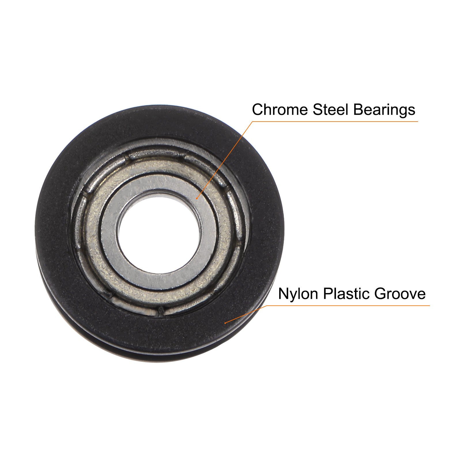 2pcs U Type Groove Pulley Nylon Roller Bearing 5x16x8.5mm U Groove Guide Wheel