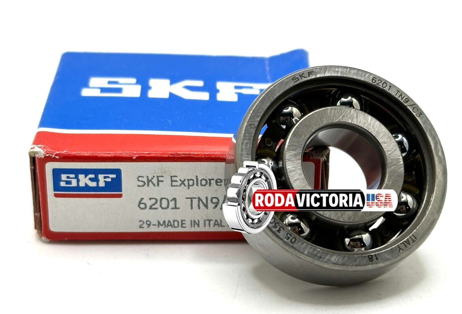 SKF 6201 TN9/C3 BALL BEARING, OPEN TYPE, NO SEALS, POLYAMIDE CAGE 12x32x10mm