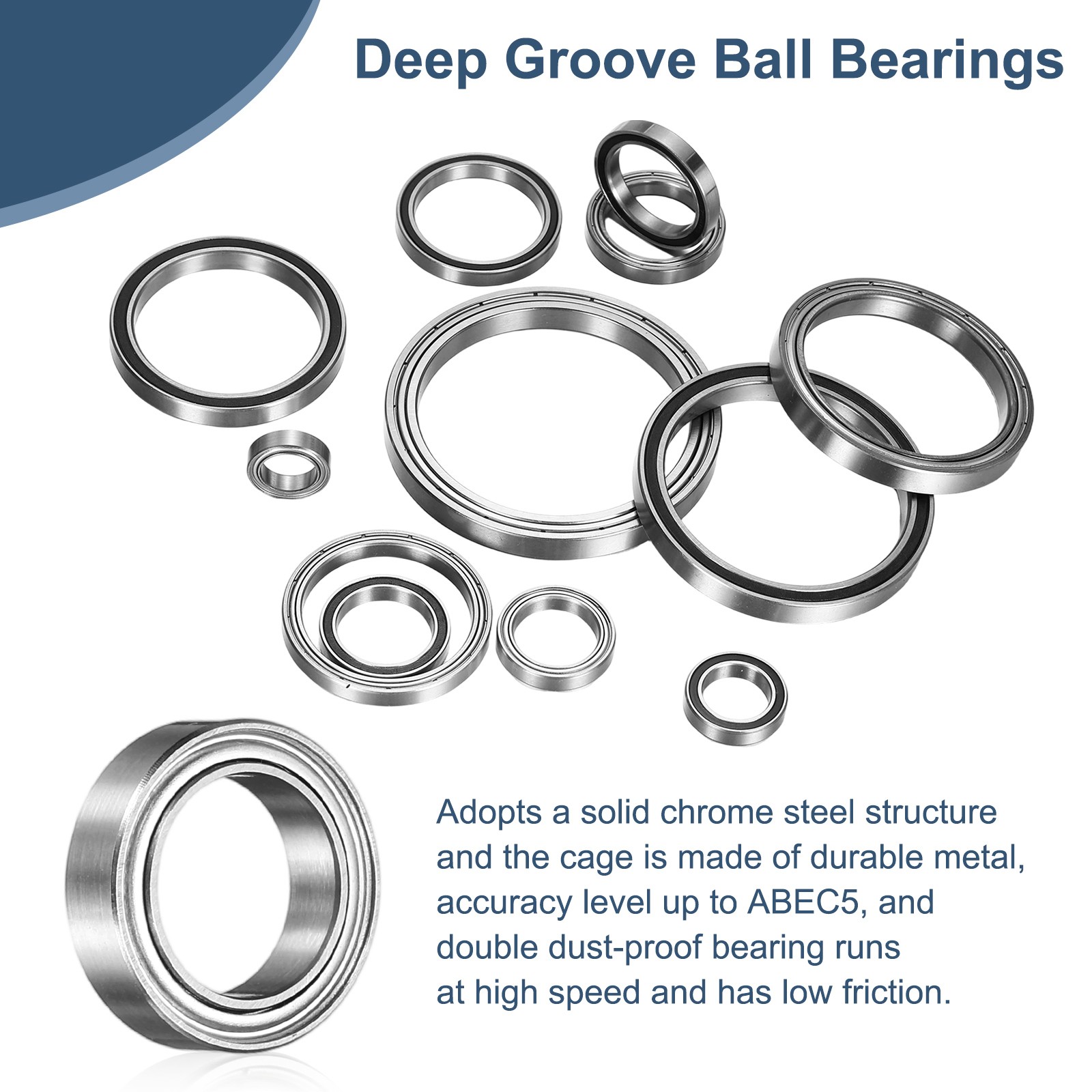 5 Pack 10 x 15 x 4mm 6700ZZ Deep Groove Ball Bearings, ABEC5
