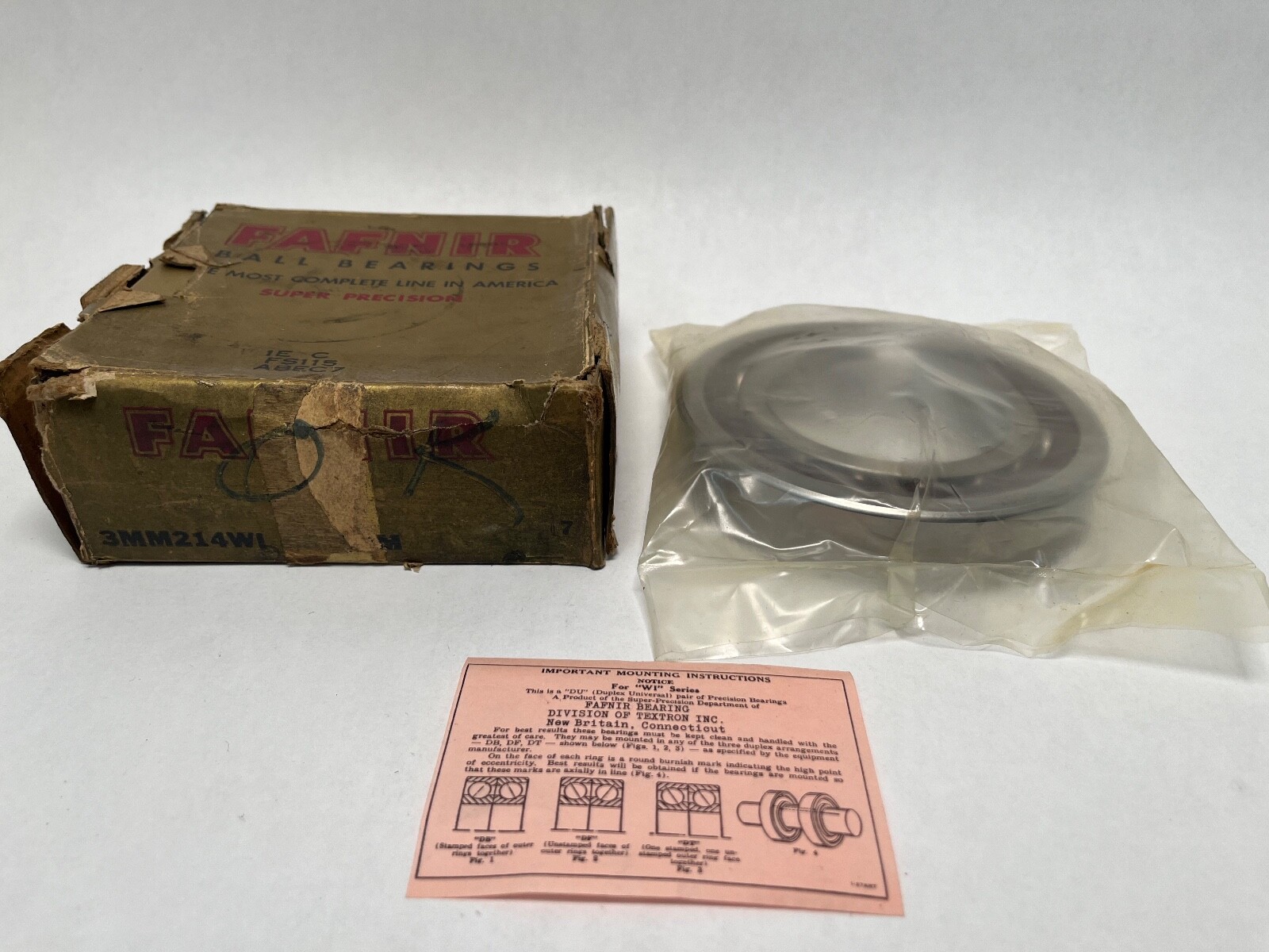 Fafnir 3MM214WI-SUL Bearing 70x125x24 mm 7214AC 3-MM-214-WI-CR-DUL USA
