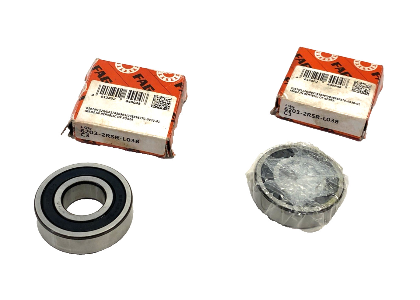 FAG 6203-2RSR-L038-C3 Deep Groove Ball Bearing 17mm ID 40mm OD 12mm W 2-PK