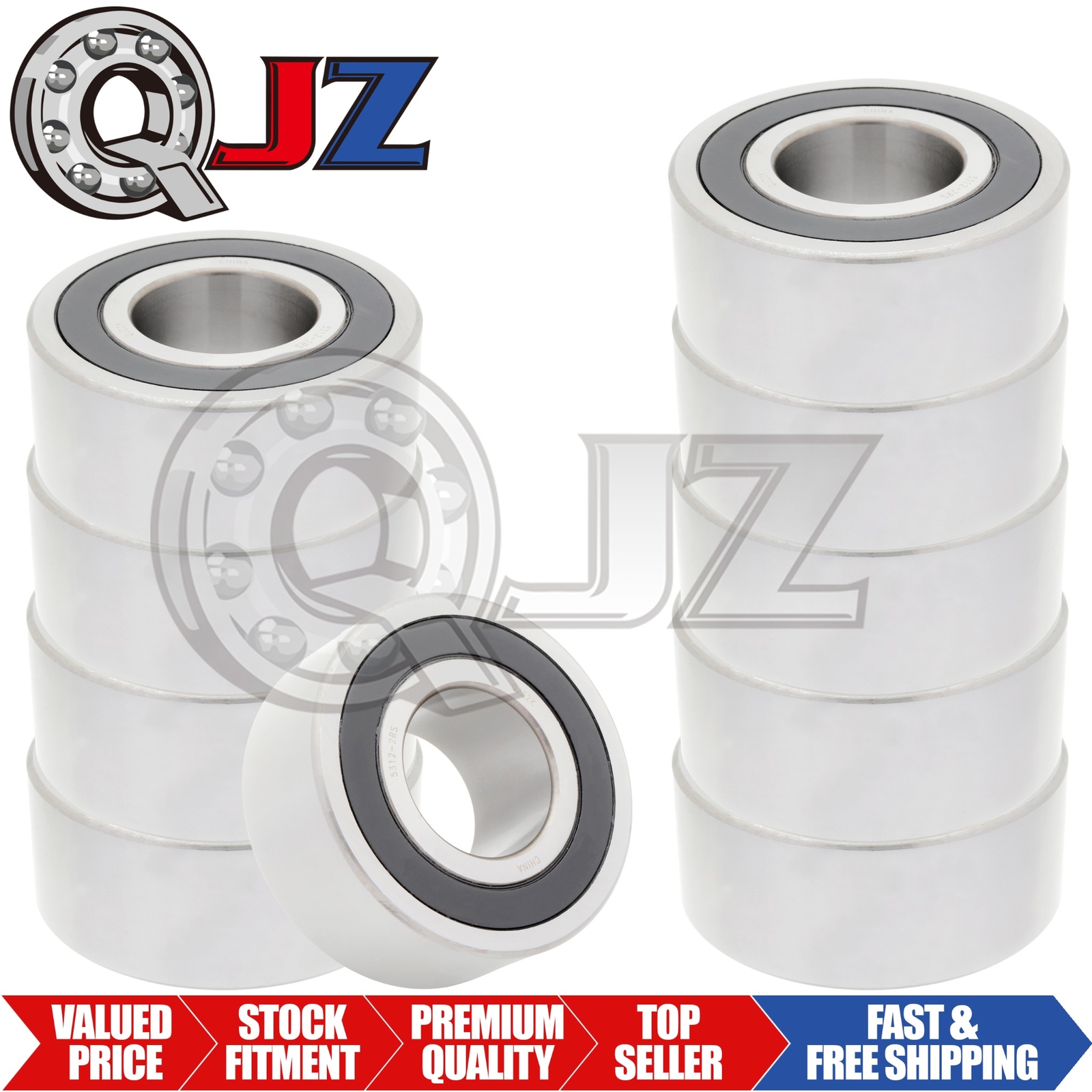 [Qty.10] 5312-2RS Angular Contact Ball Bearing [60 mm ID x 130 mm OD x 54 mm W]