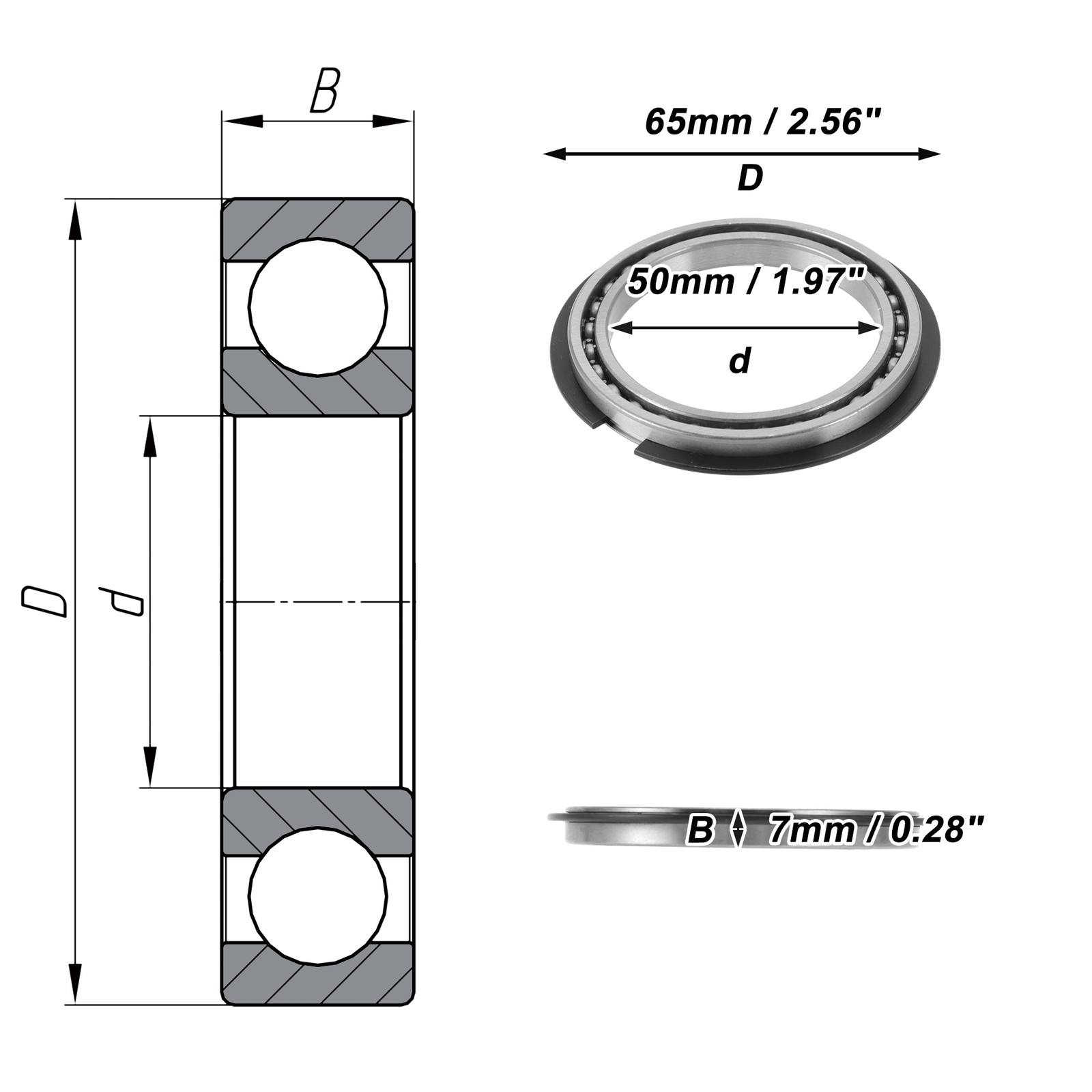 6810NR Deep Groove Ball Bearings 50x65x7mm 1 Pc Scooter Skateboard Wheel