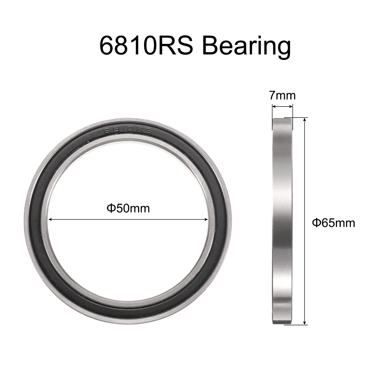 10pcs 6810-2RS Ball Bearing 50x65x7mm, Chrome Steel Rubber Seals, ABEC 3