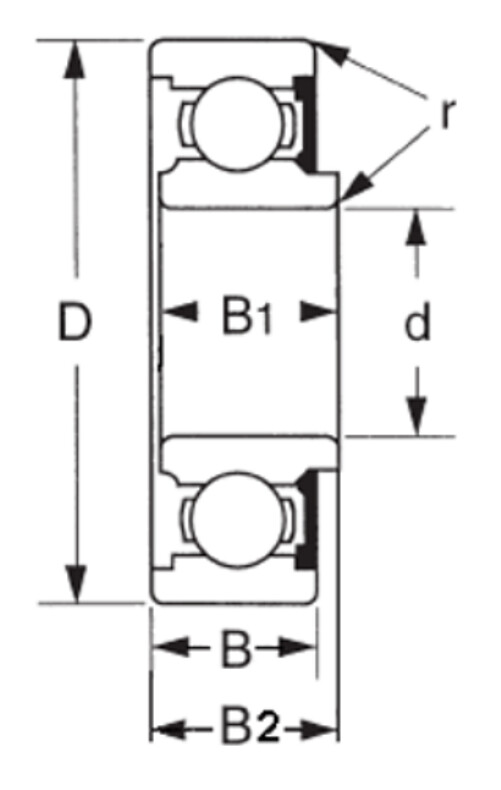 87504 Single Row Extended Inner Race Ball Bearing Rubber Sealed