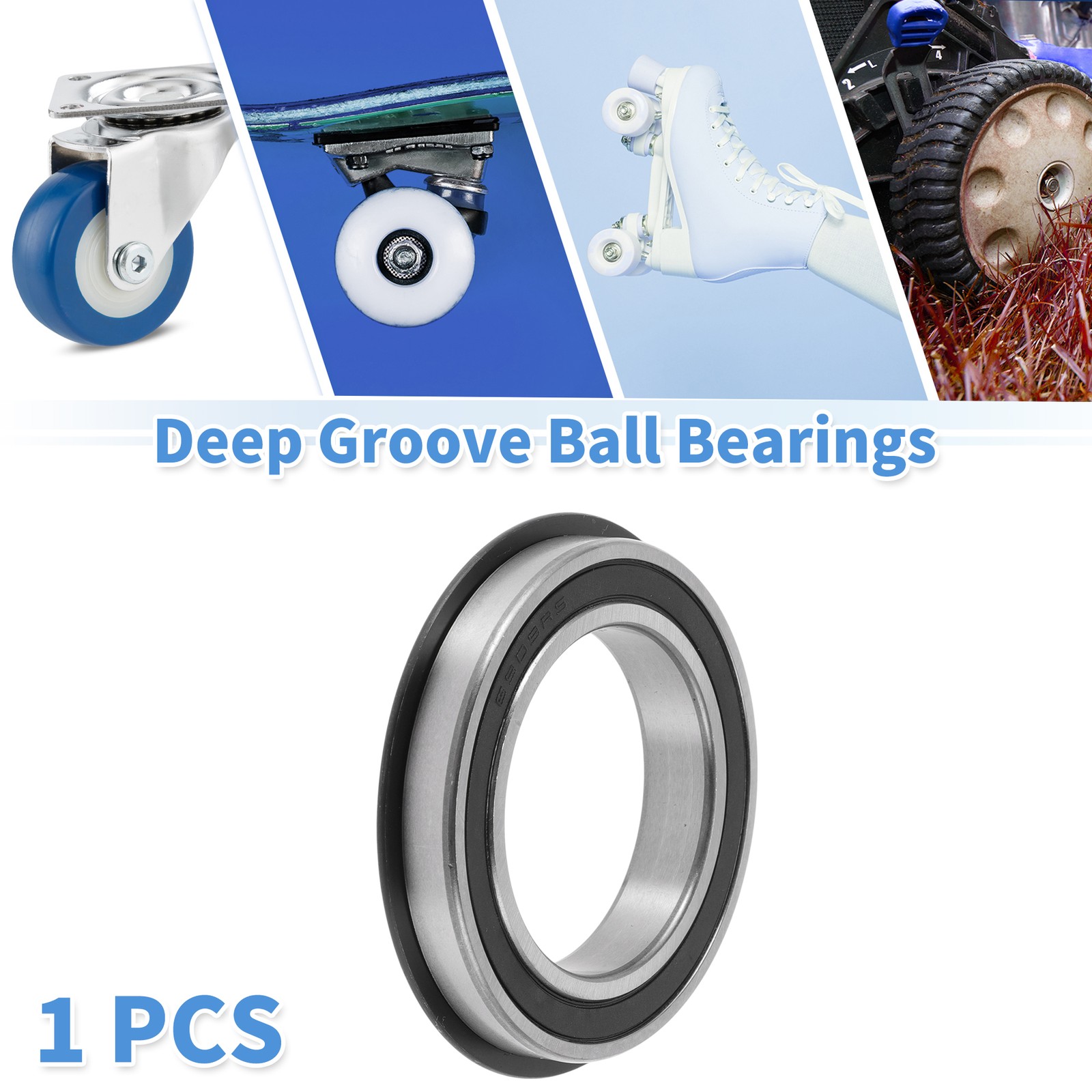 6909NR2RS Deep Groove Ball Bearings 45x68x12mm Silver Tone Black
