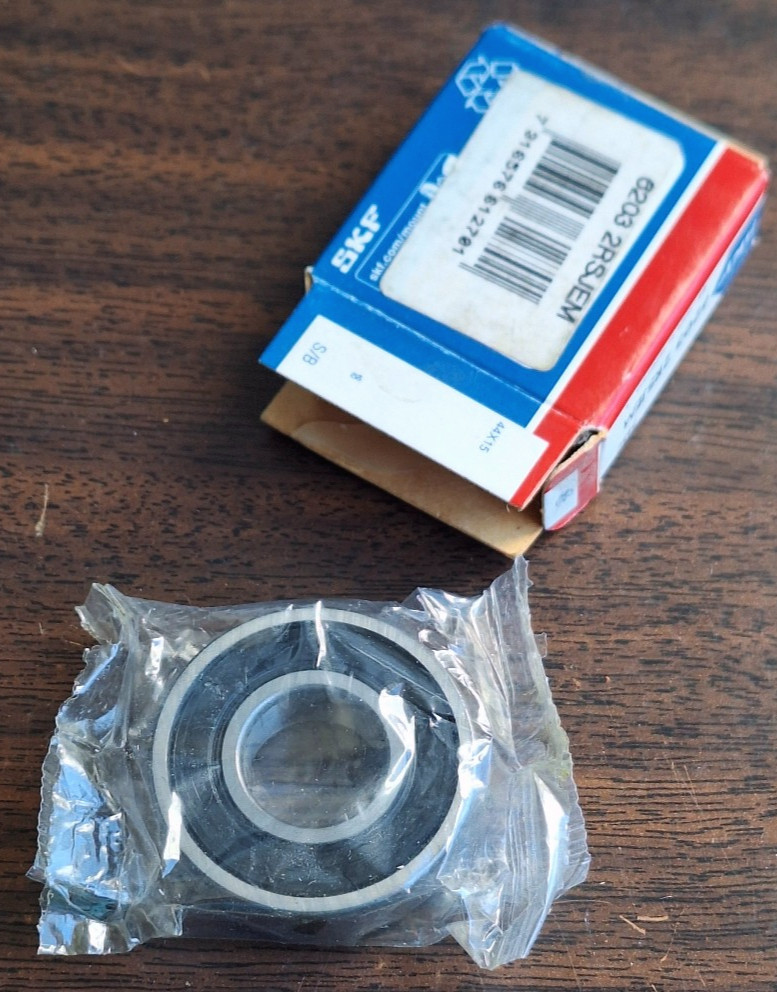 Bearing, Ball, Deep Groove, Single Row, 40×17×12 mm, Sealed, SKF (6203 2RSJEM)
