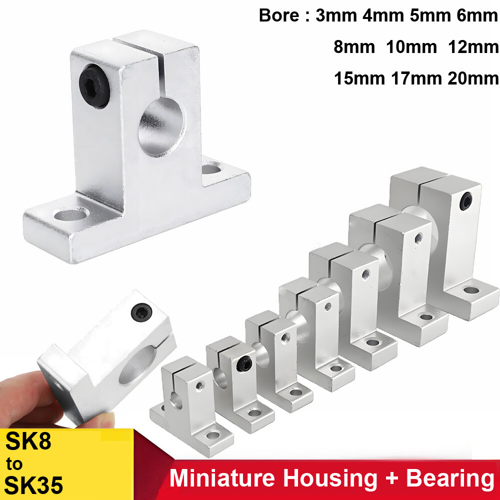 SK8-SK35 Miniature Non-Adjustable Center Housing+ Bearing 3mm 4mm to 20mm Bore