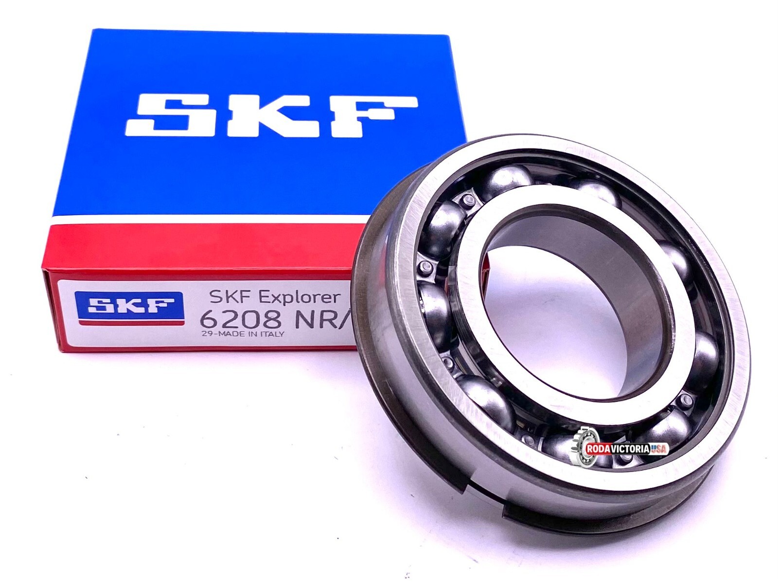 SKF 6208 NR C3 Ball Bearing, Open Type, No Seals + Snap Ring 40x80x18 mm