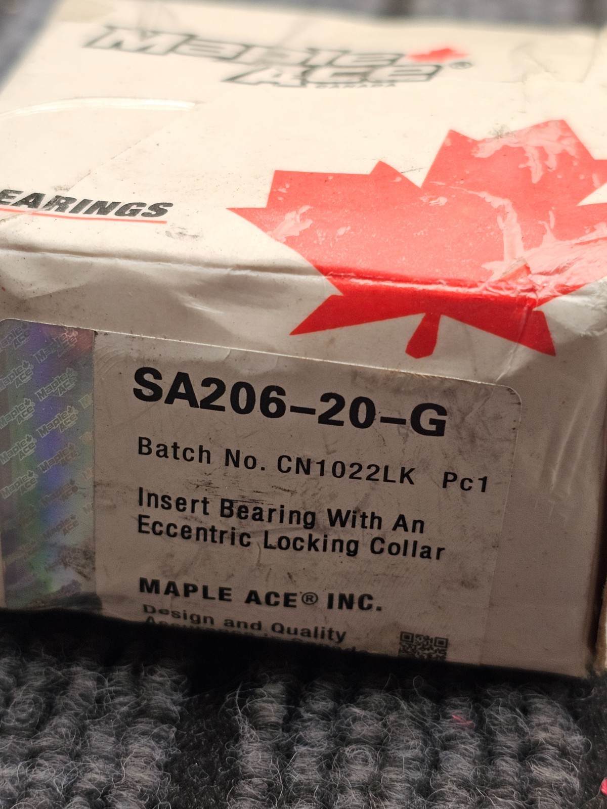 MAPLE ACE SA206-20-G: Insert Bearing With Eccentric Locking Collar