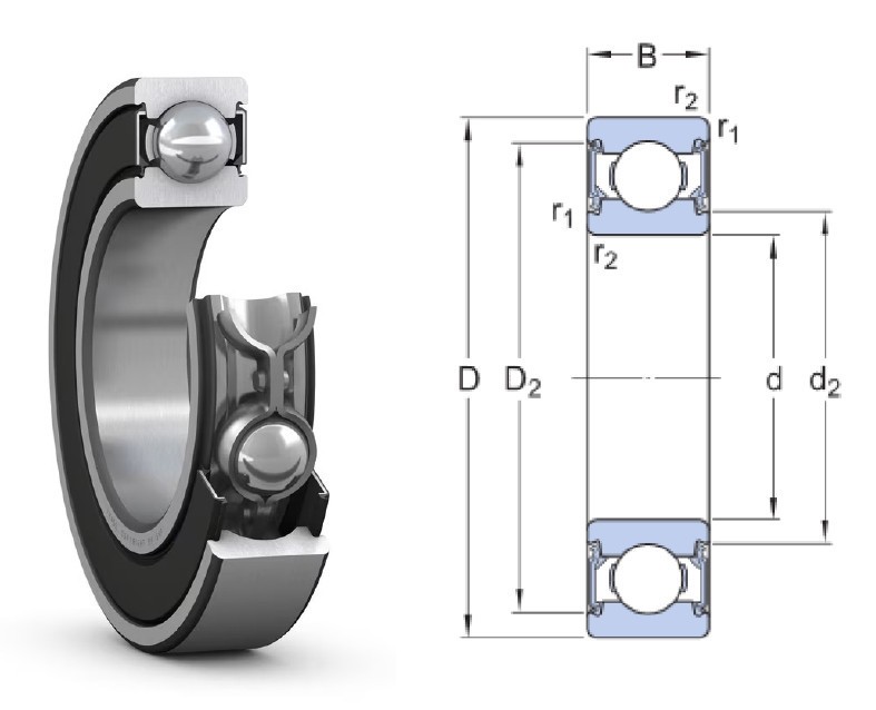 100x 61805 2RS/C3 NBB, 25x37x7 mm, Single row deep groove ball bearing