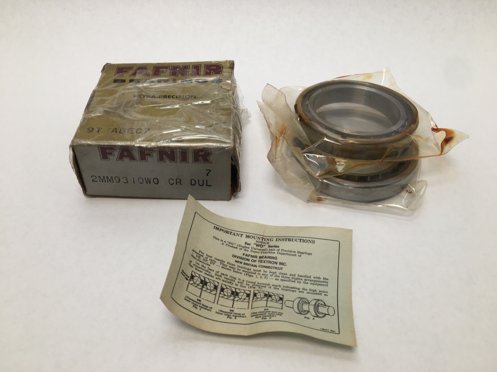 FAFNIR 2MM9310WO-DUL Angular Bearing 50x72x12 mm 7910 2MM 9310 WO CR DUL Set