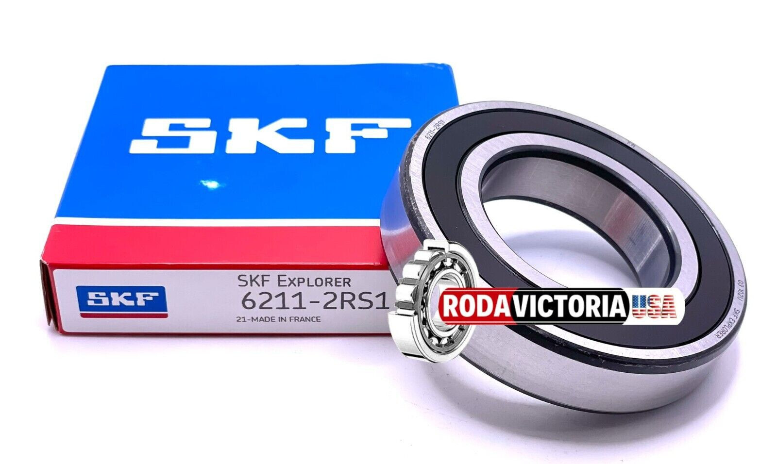 SKF 6211 2RS DEEP GROOVE BALL BEARING, RUBBER SEALED 55x100x21 mm