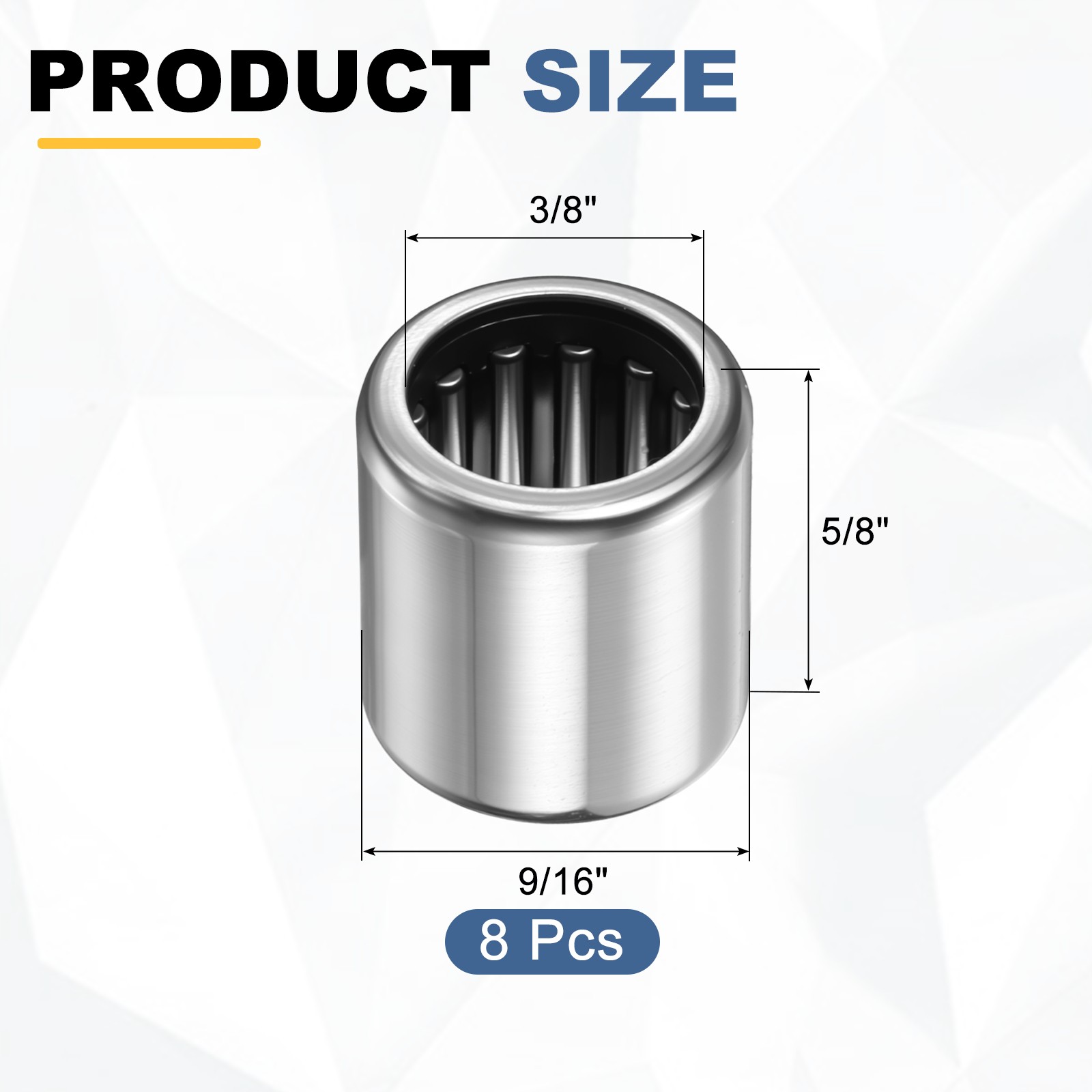 8Pcs, SCE610 Needle Roller Bearings 3/8″x9/16″x5/8″ Chrome Steel Open End