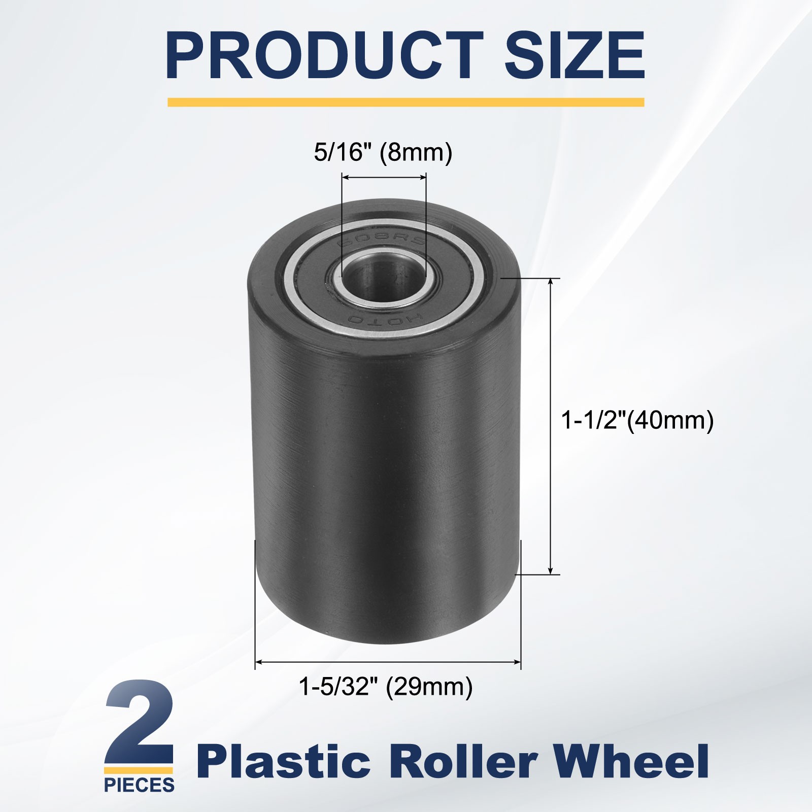 2 Pcs Plastic Roller Wheel with Bearings 5/16″ x 1-5/32″ x 1-1/2″ Bearing Pulley