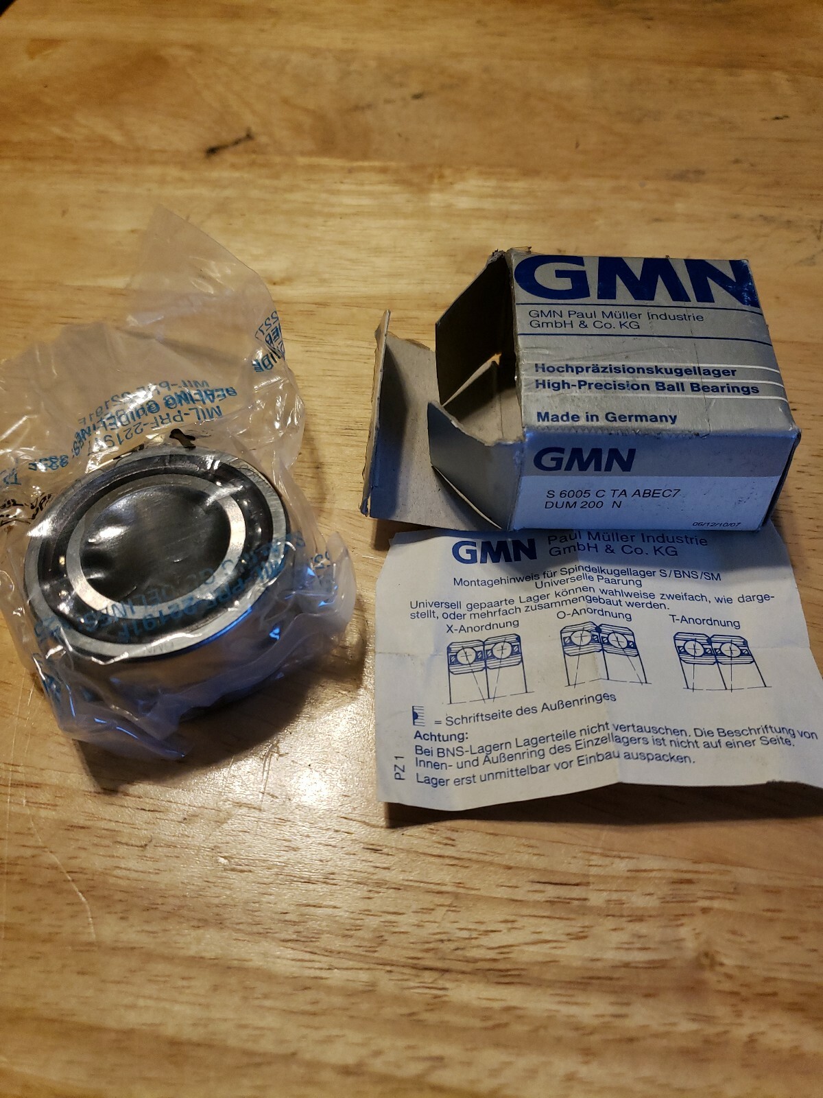 GMN Paul Müller Industrie S6005C TA ABEC7 DUM Angular Contact Ball Bearing (3D6)