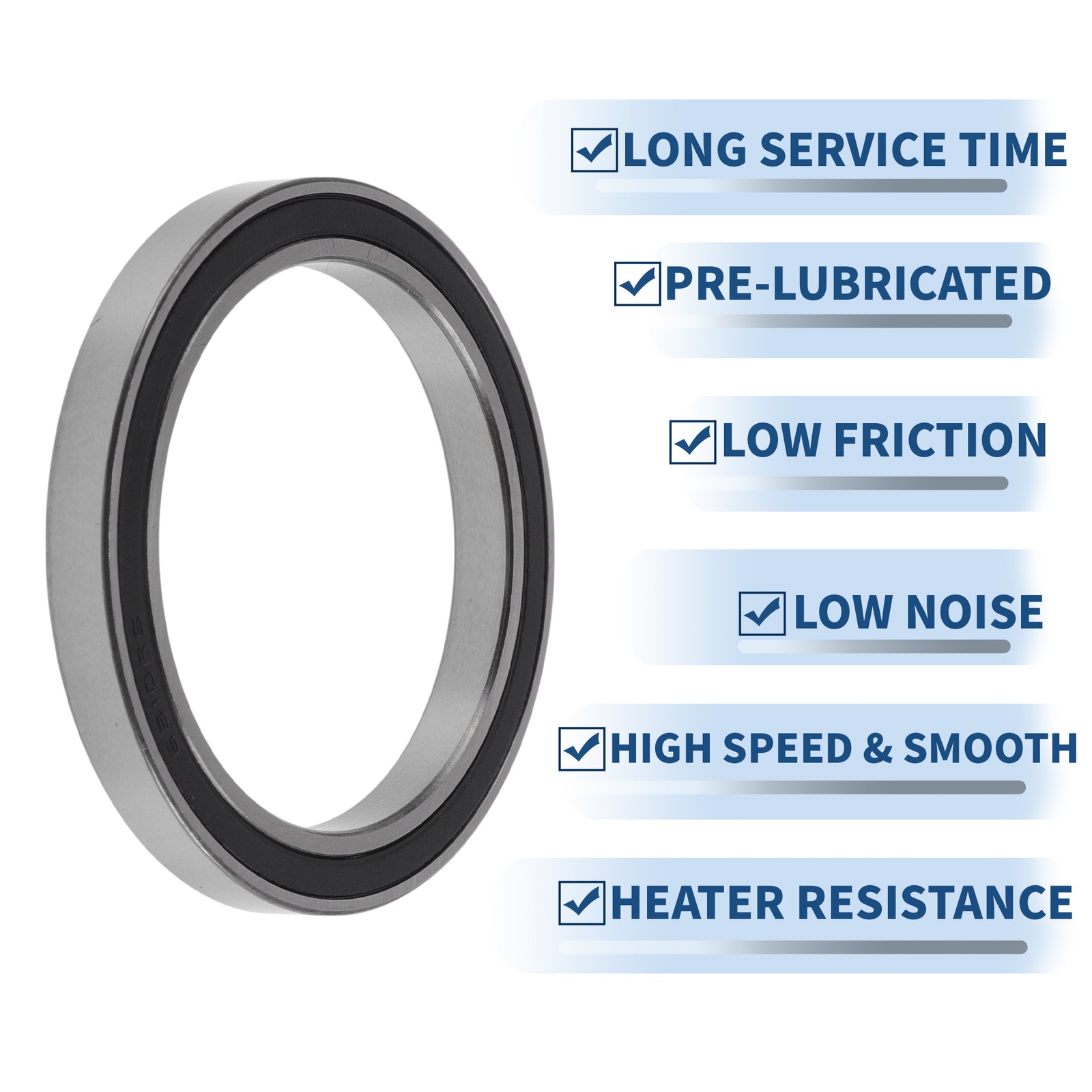 6810DDU Deep Groove Ball Bearings 50x65x7mm Silver Tone Black