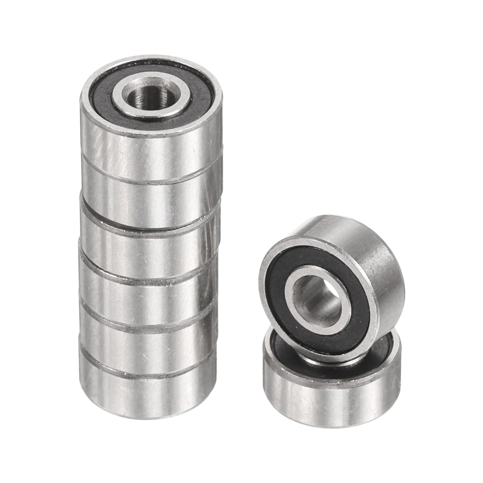 8pcs R2-2RS 1/8″ ID x 3/8″ OD x 5/32″ Height Z2 Ball Bearings, Silver Tone