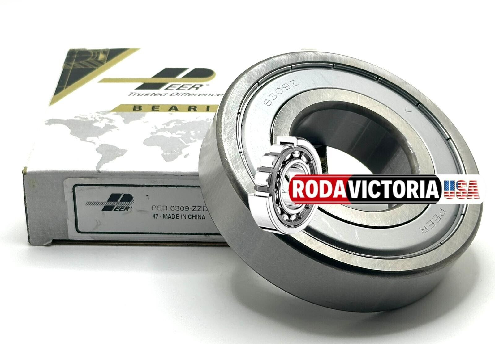 PEER 6309 ZZ DEEP GROOVE BALL BEARING, METAL SHIELDED 45x100x25mm PEER