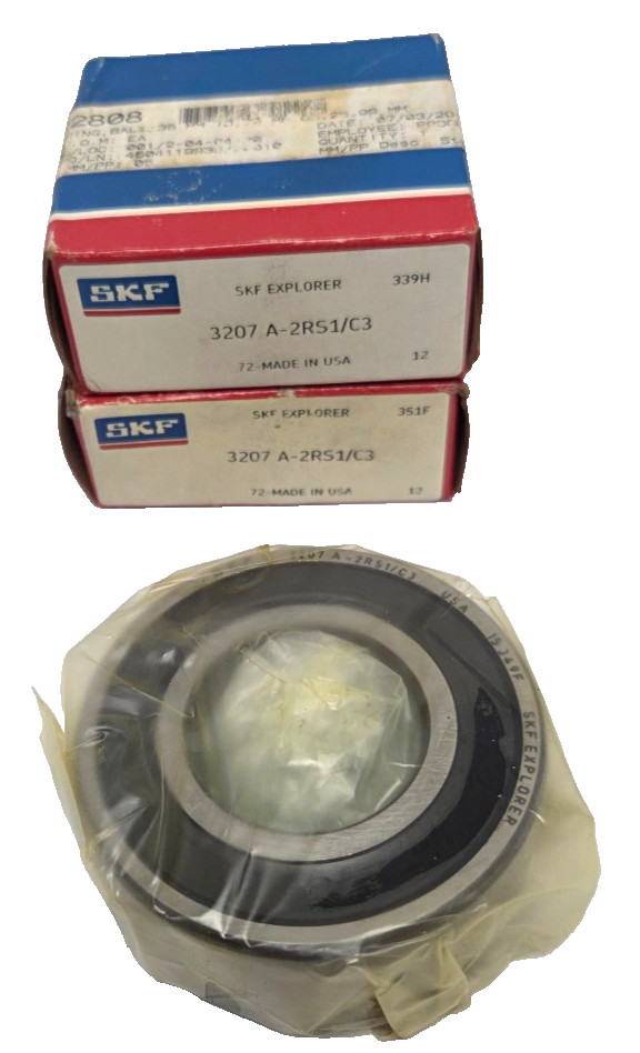 Qty2 NOS SKF Explorer 3207-A-2RS1/C3 Angular Contact Bearings, 1.378″ Bore