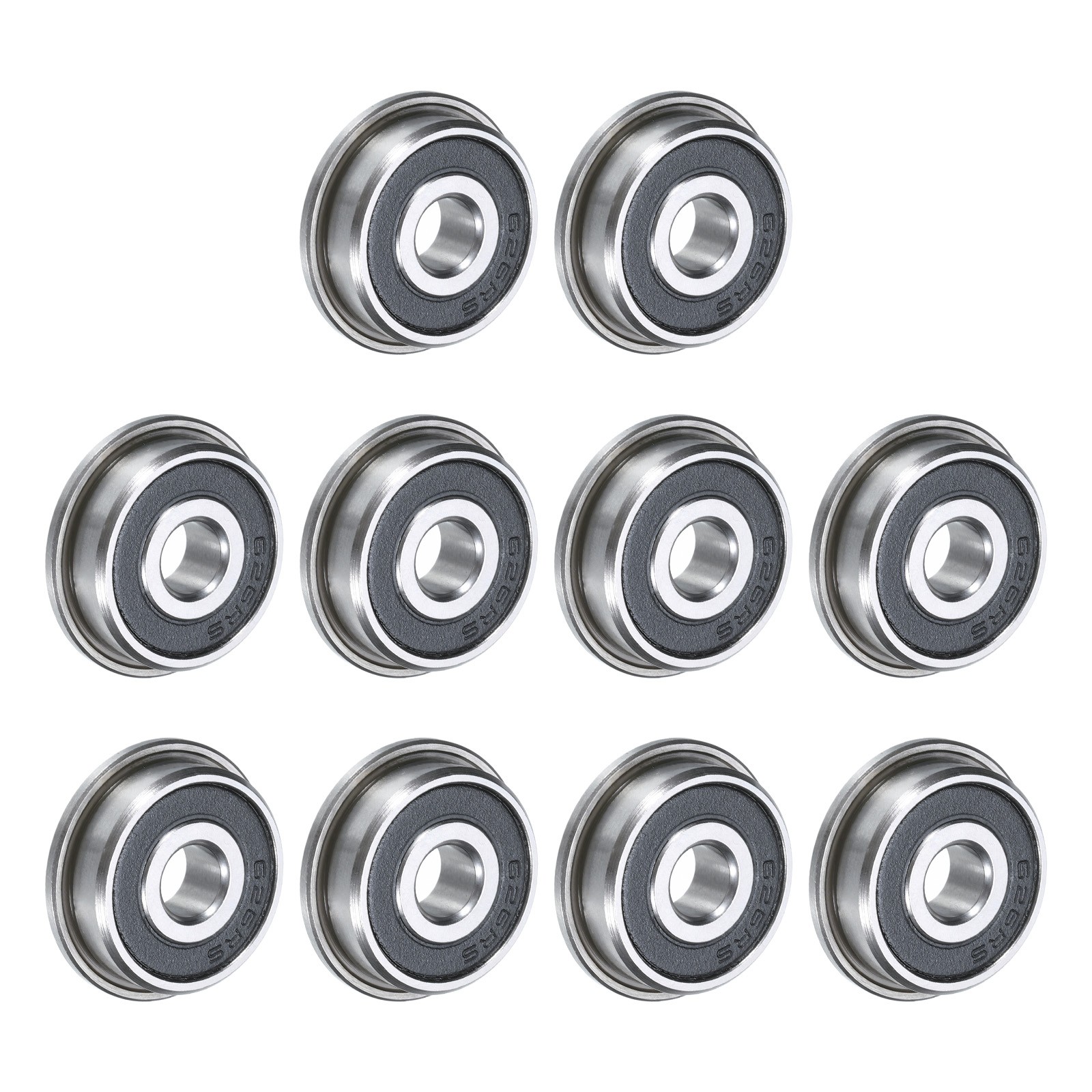 F626-2RS Flanged Ball Bearing 6x19x6mm Double Sealed Chrome Steel Bearings 10pcs
