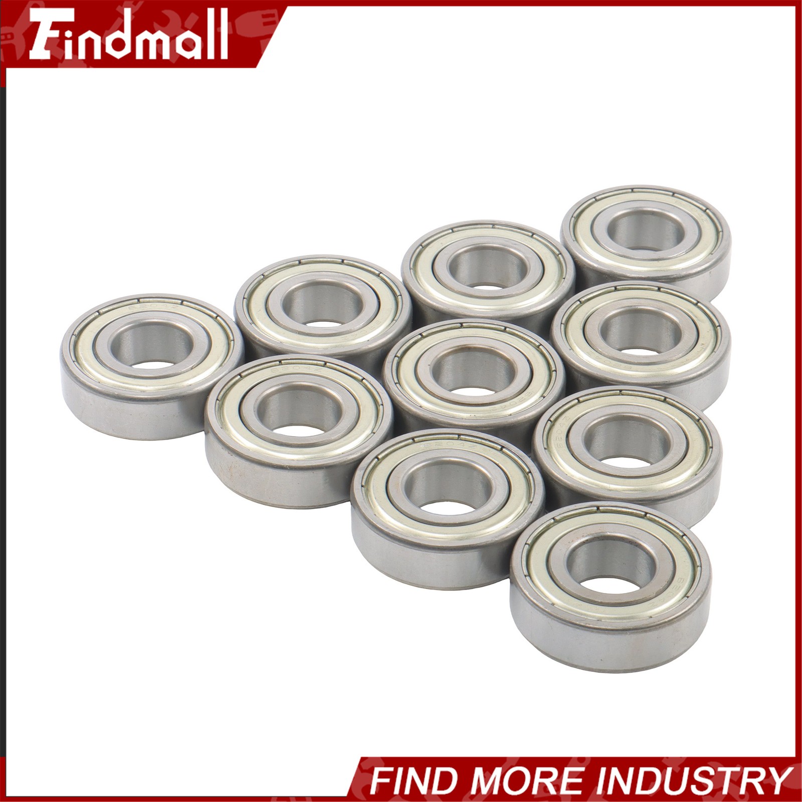 Findmall 10 Pcs 6204 ZZ Bearings 20x47x14mm Metal Shielded Deep Groove