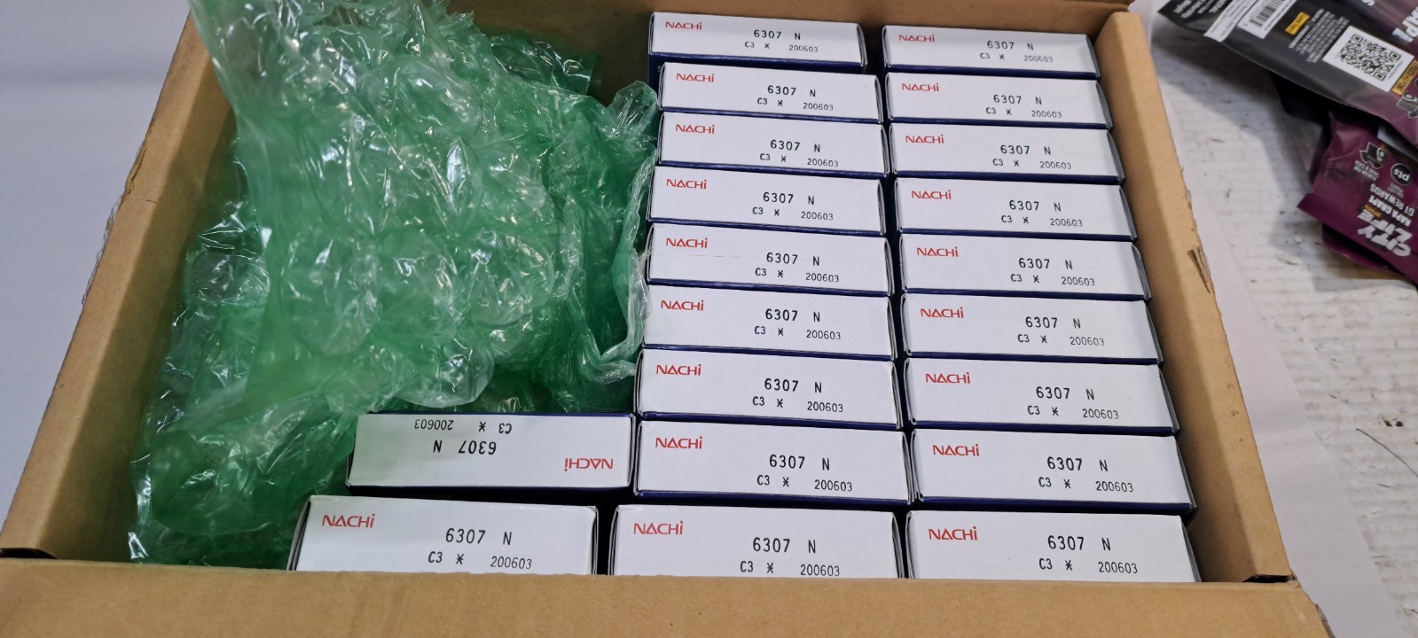 20X Nachi 6307N C3 Deep Groove Ball Bearing, Open Type, No Seals 80x35x21mm