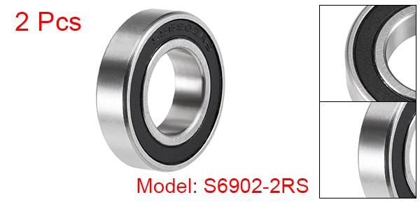 2pcs S6902-2RS Deep Groove Ball Bearings Double Sealed 440C Stainless Steel