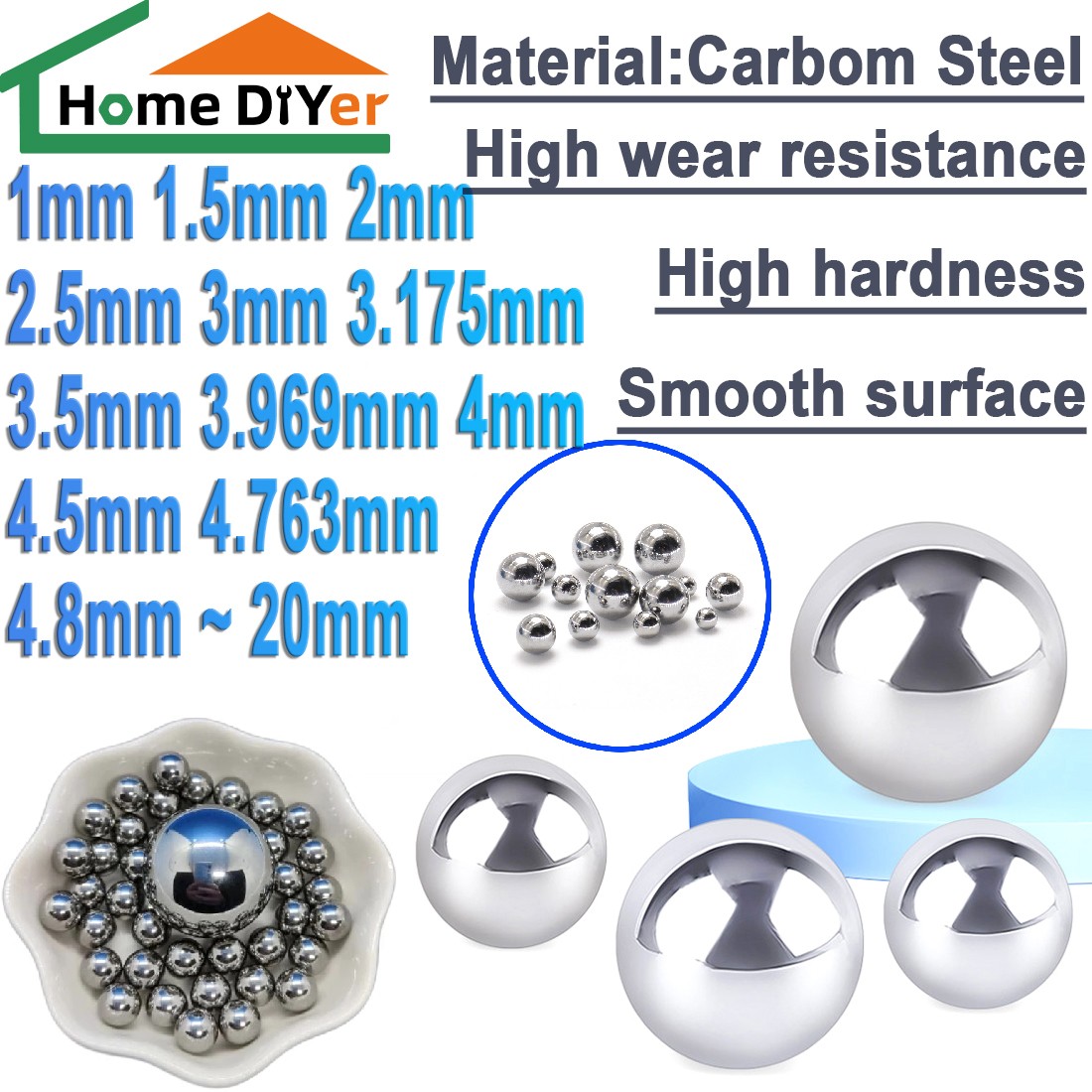 Multiple micro sizes 1mm~20mm Catapult / Slingshot Carbon Steel Ball Bearings