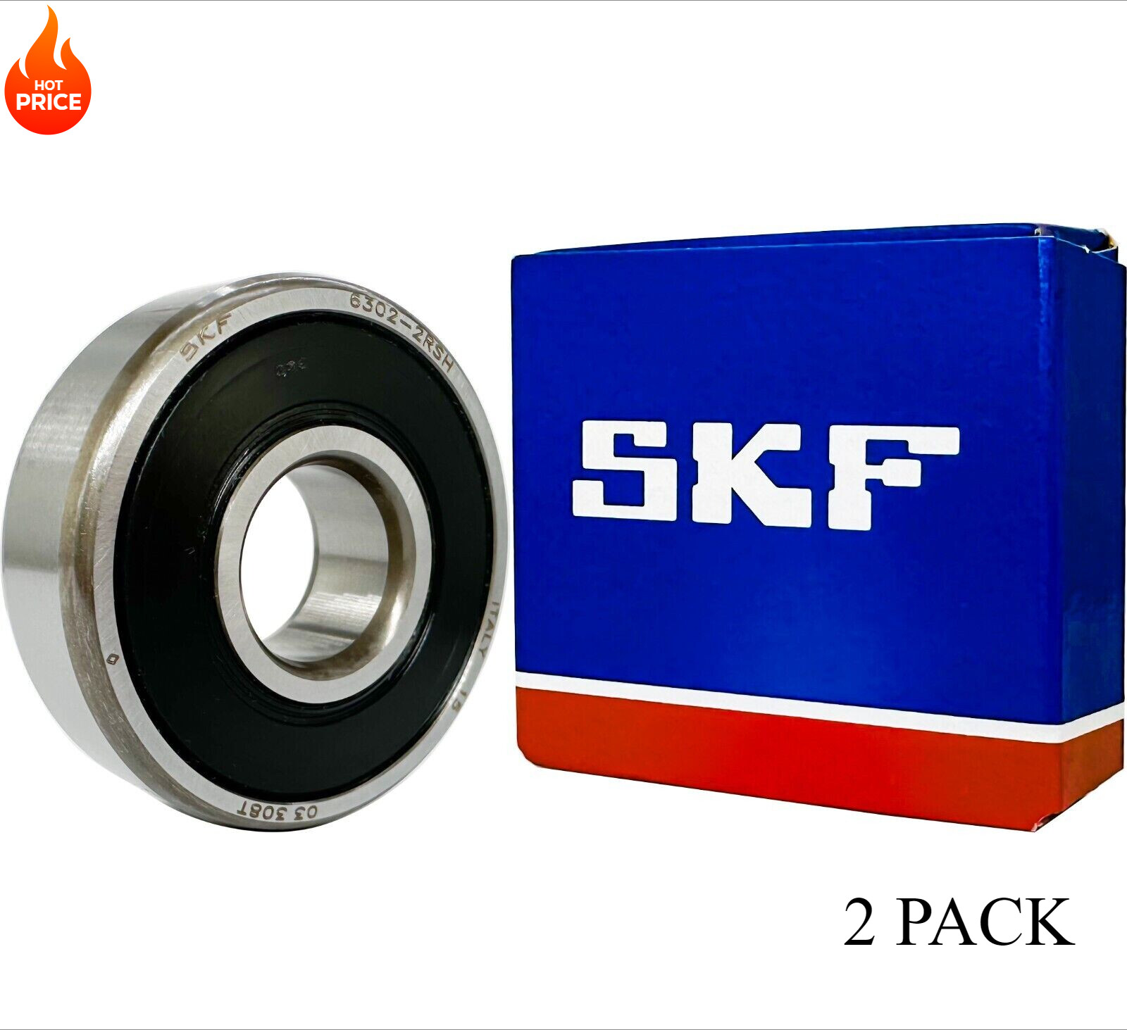 2PACK SKF Brand 6302-2RSH 15X42X13MM Double Rubber Seal Ball Bearings 6302RS