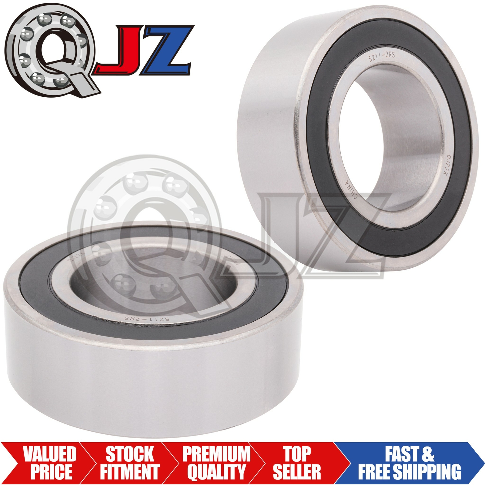 [2-Pack] 5211-2RS Angular Contact Ball Bearing 55mm x 100 mm x 33.3mm (IDxODxW)