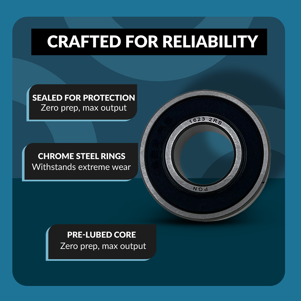 PGN (10 Pack) 1623-2RS Bearing – Lubricated Chrome Steel Sealed Ball Bearing