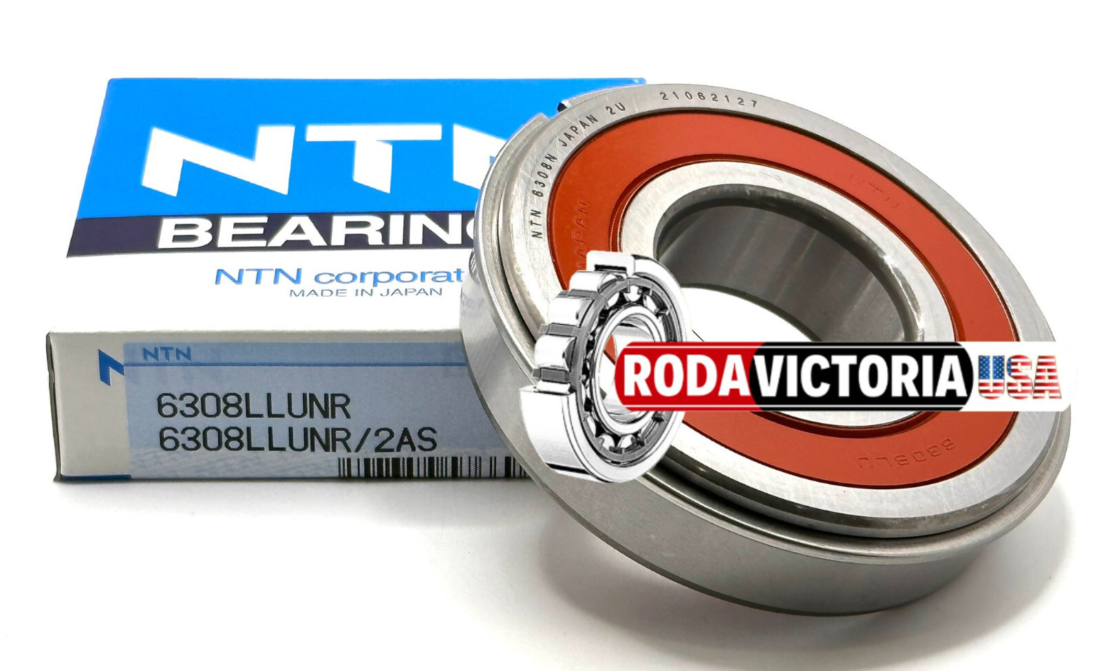 NTN JAPAN 6308LLU NR BALL BEARING, RUBBER SEALED + SNAP RING 6308 2RS NR